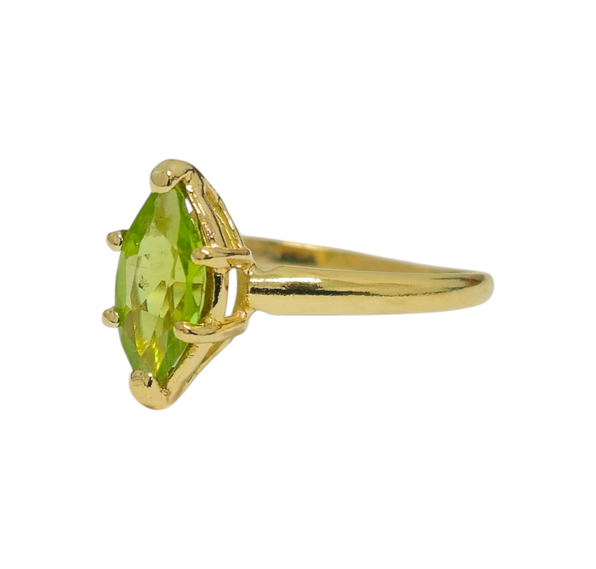 Marquise Green Peridot Ring in 10k Gold