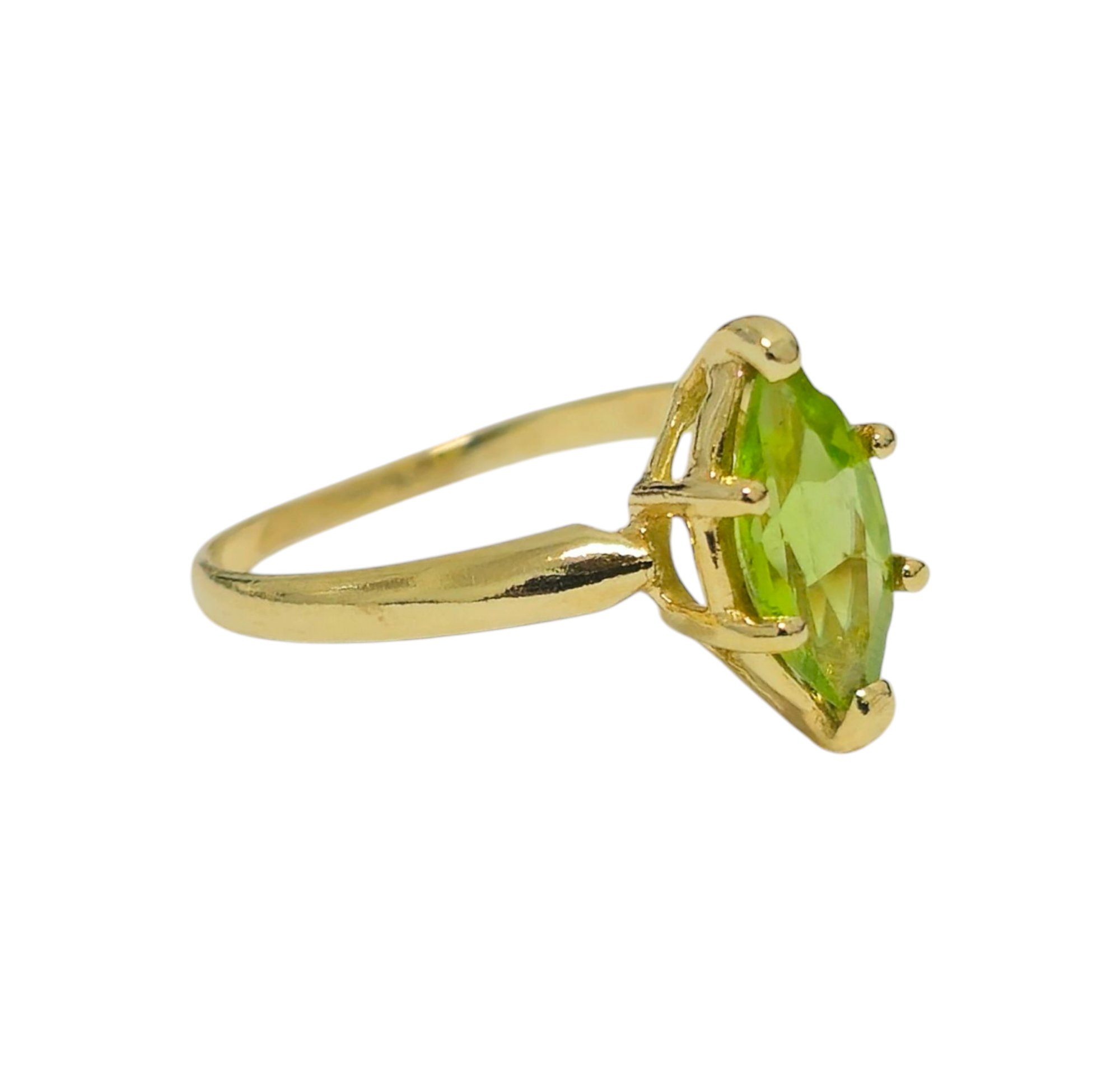 Marquise Green Peridot Ring in 10k Gold