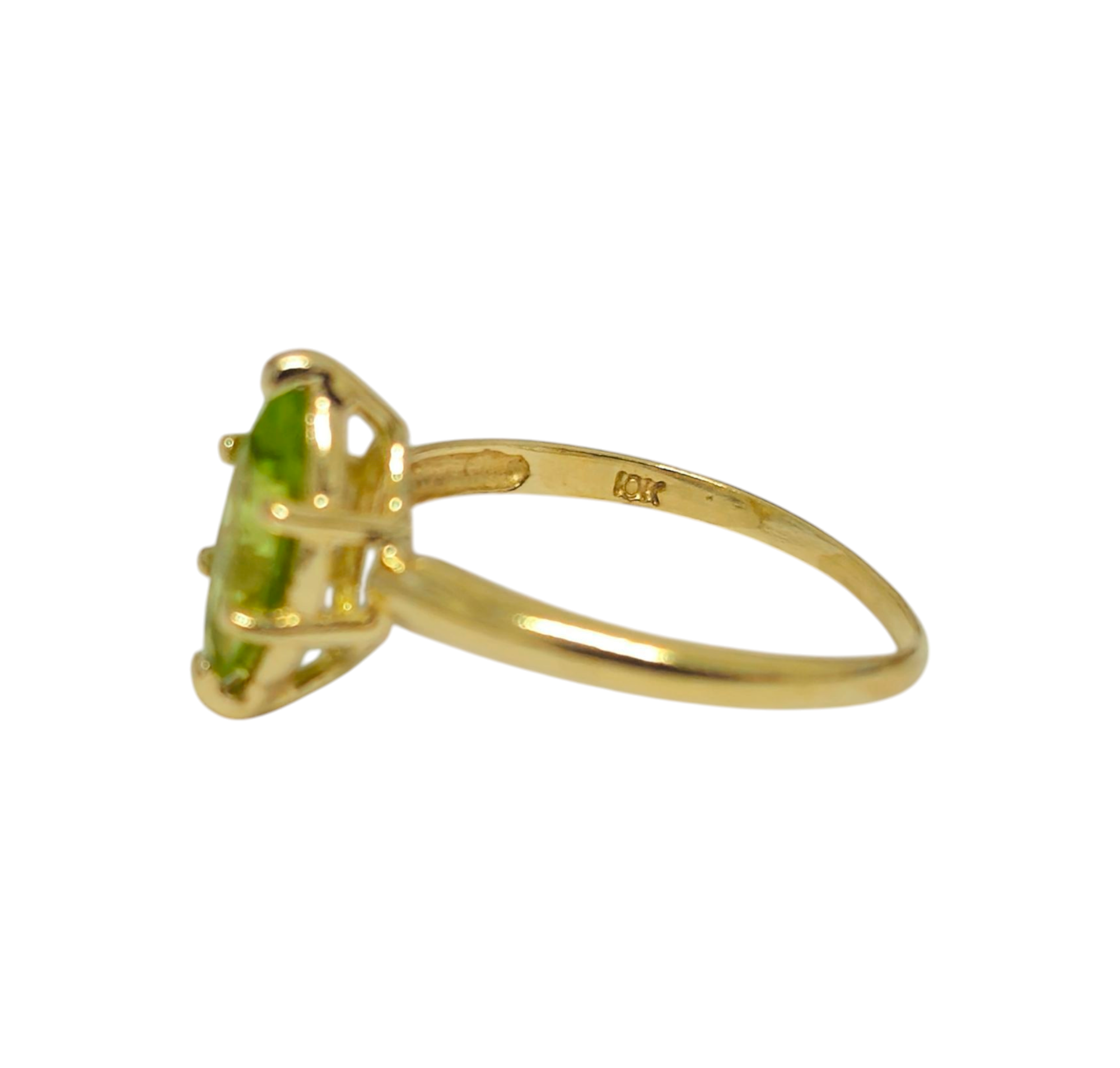 Marquise Green Peridot Ring in 10k Gold