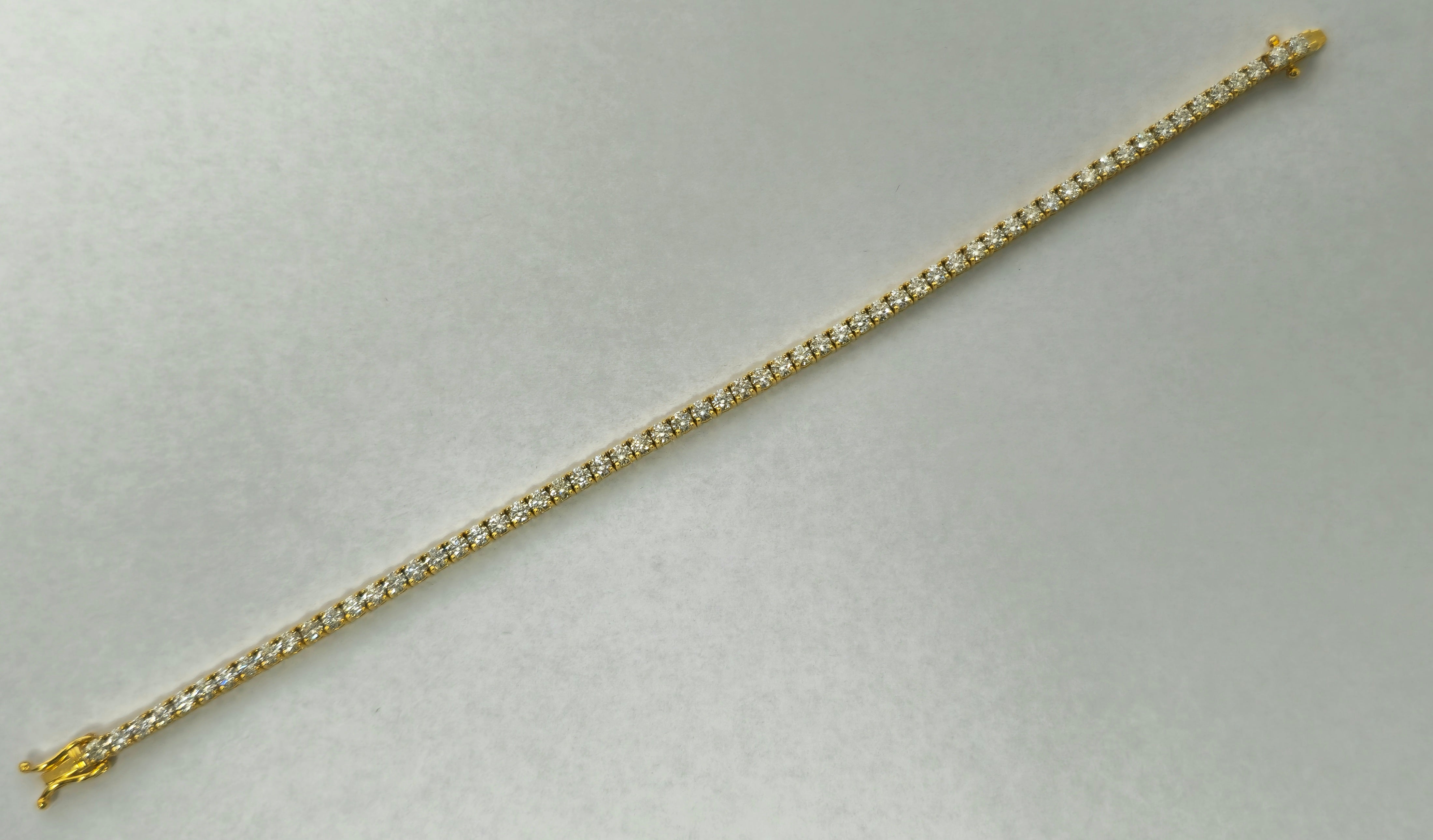 Unisex 6.00ct Diamond 14k Yellow Gold Tennis Bracelet