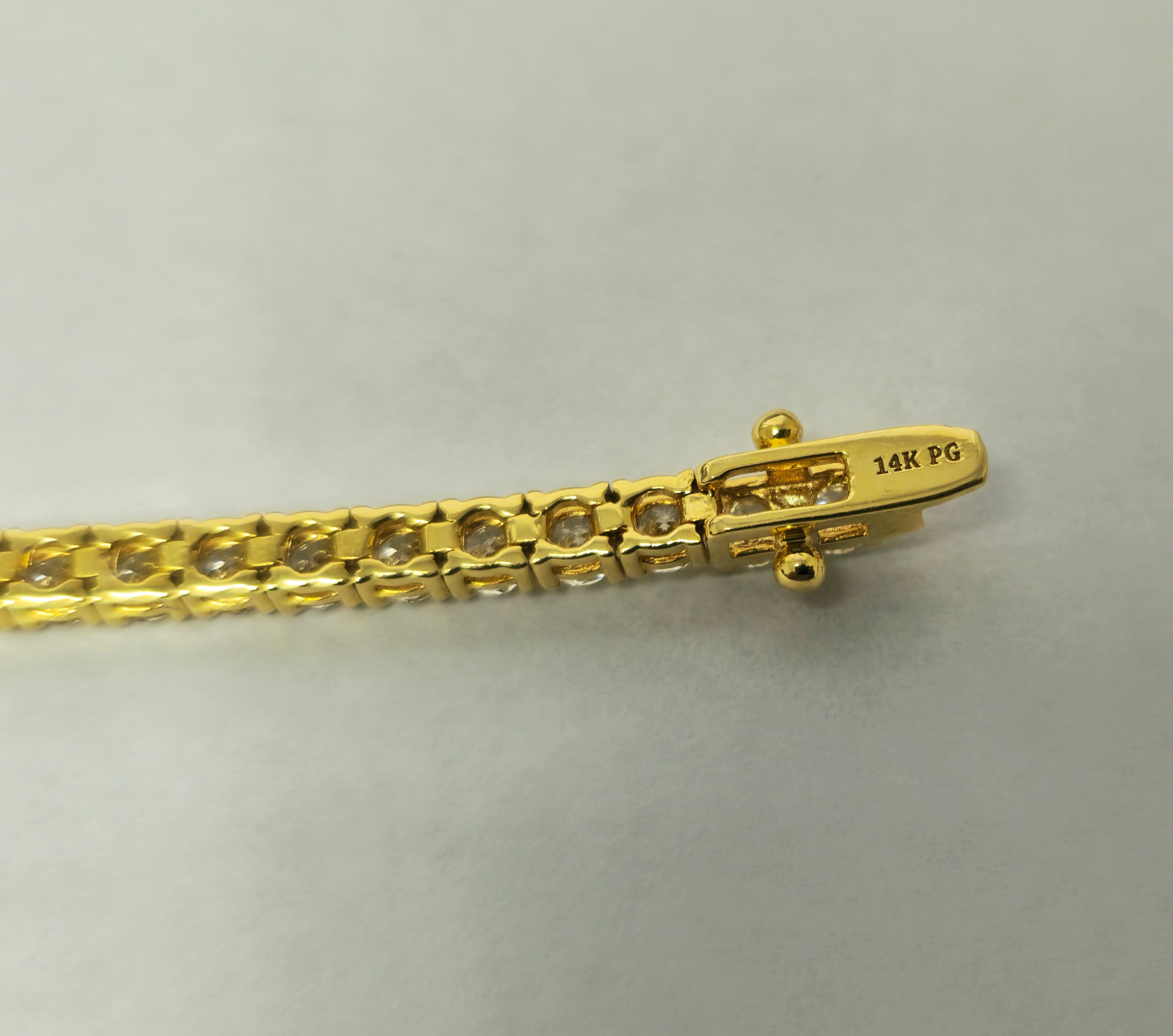 Unisex 6.00ct Diamond 14k Yellow Gold Tennis Bracelet