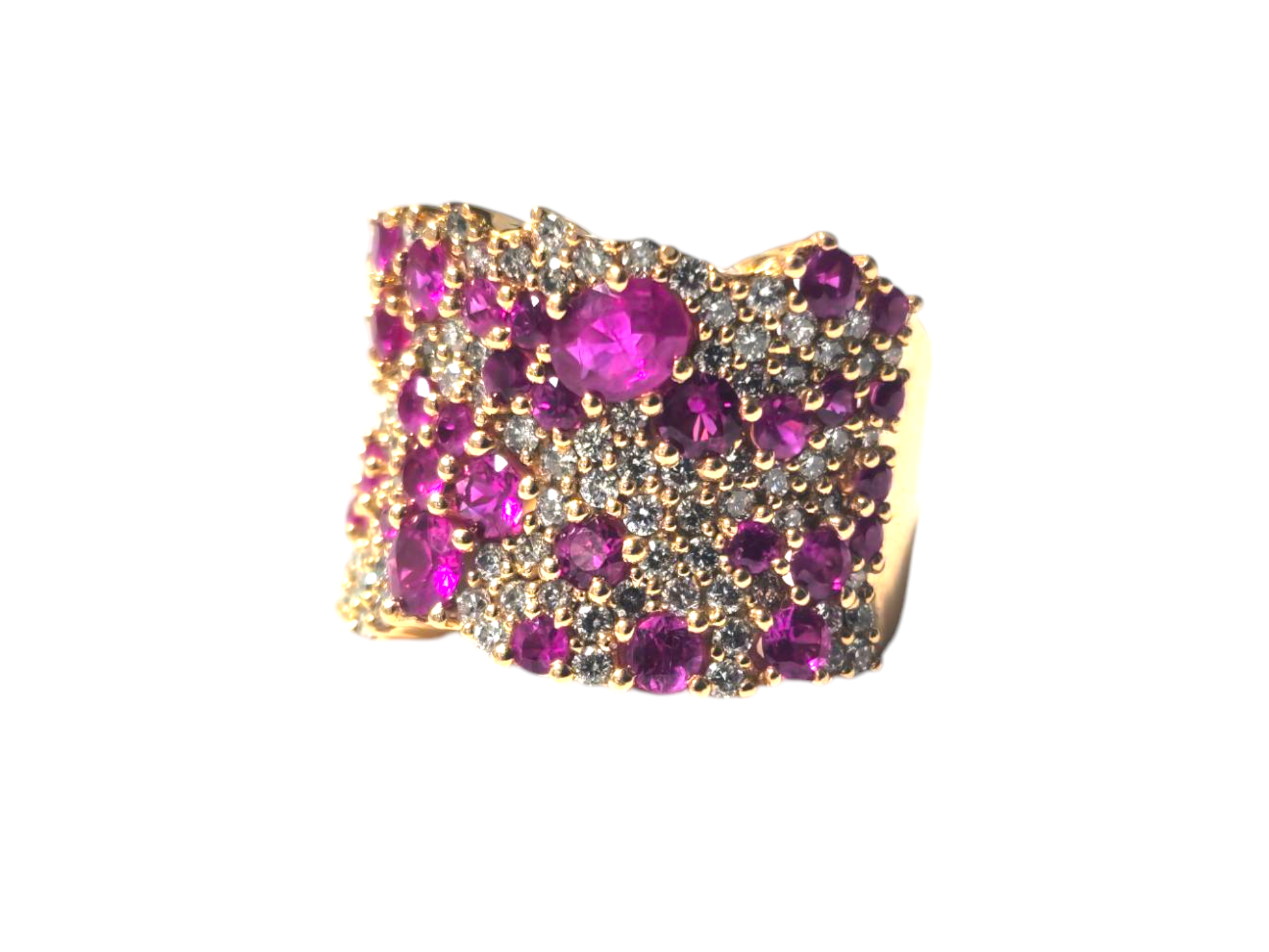 Contemporary Ruby & Diamond Ring 14k Gold