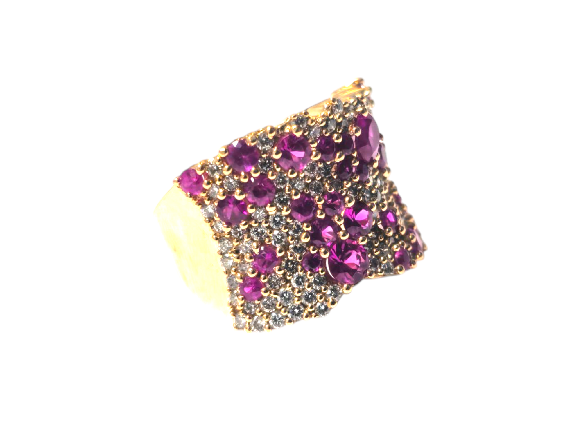 Contemporary Ruby & Diamond Ring 14k Gold