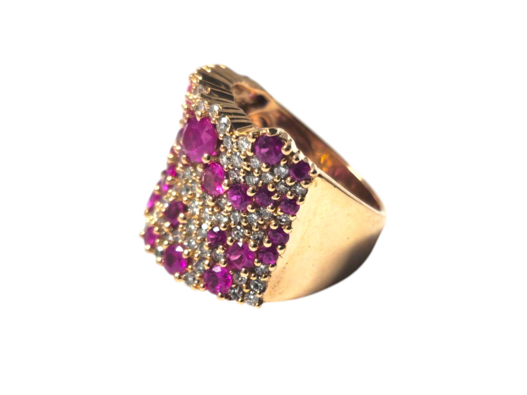 Contemporary Ruby & Diamond Ring 14k Gold