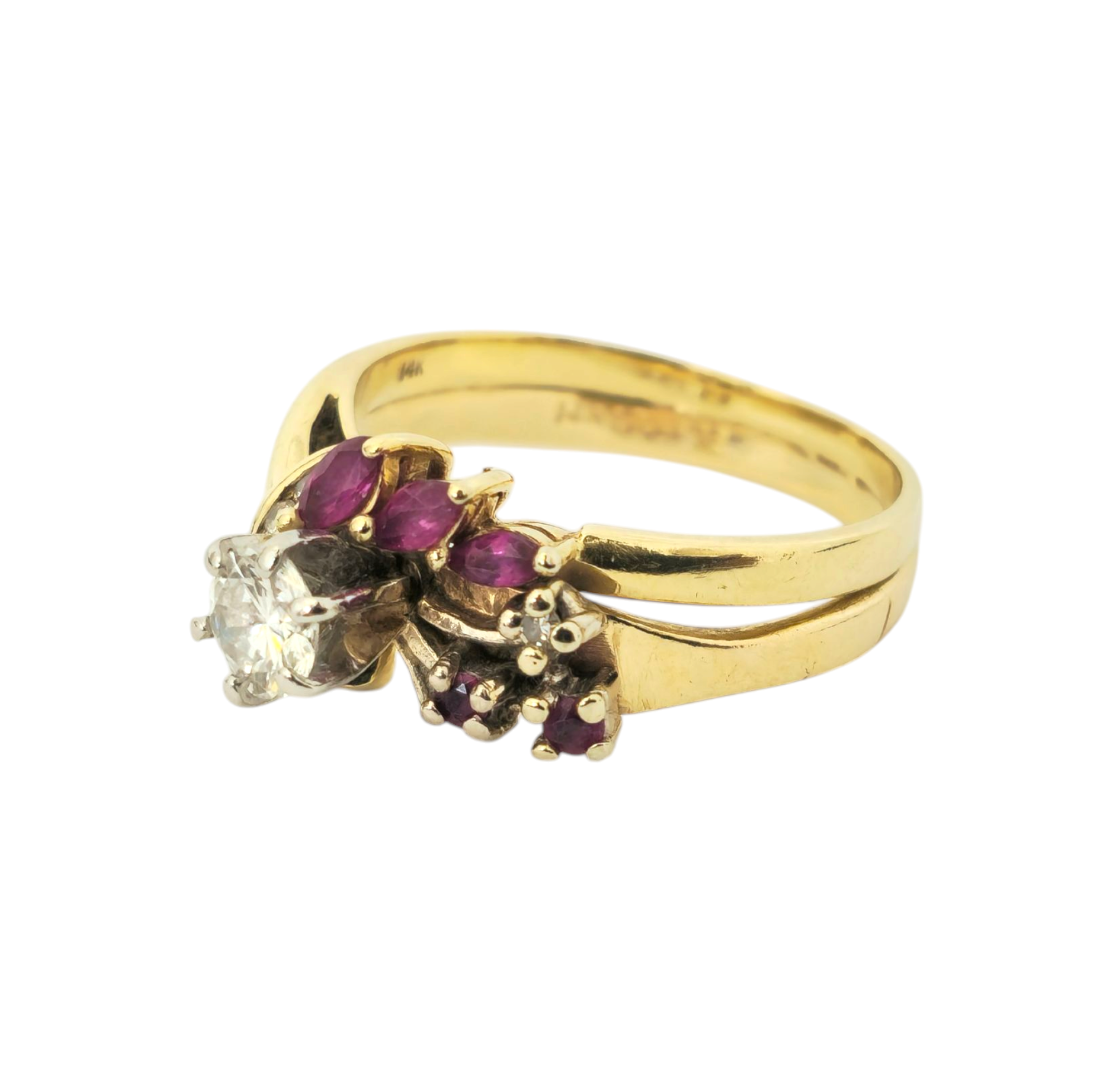 Vintage Diamond & Ruby Ring in 14k Gold
