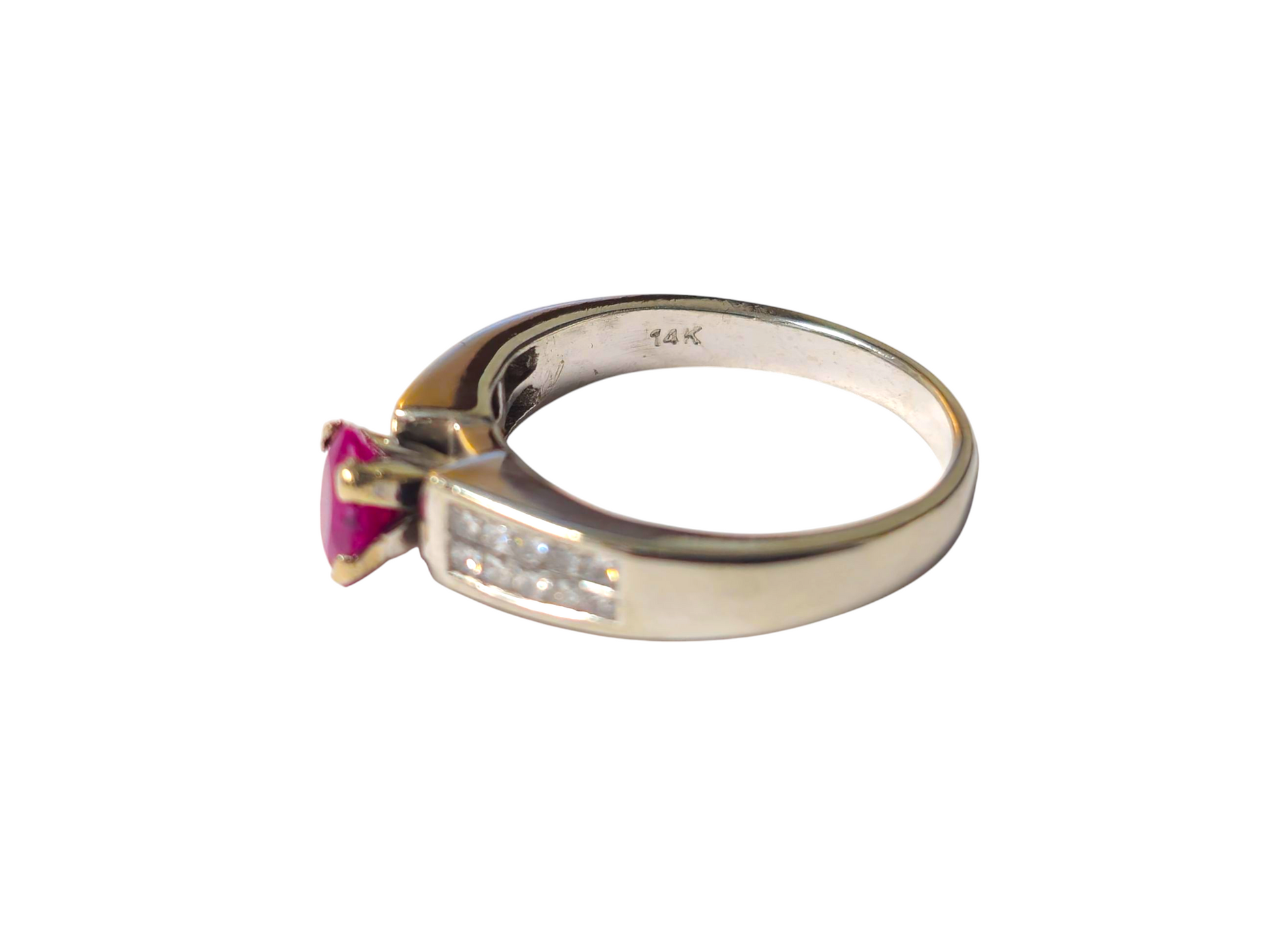 1.75CWT Ruby & Diamond in 14k White Gold