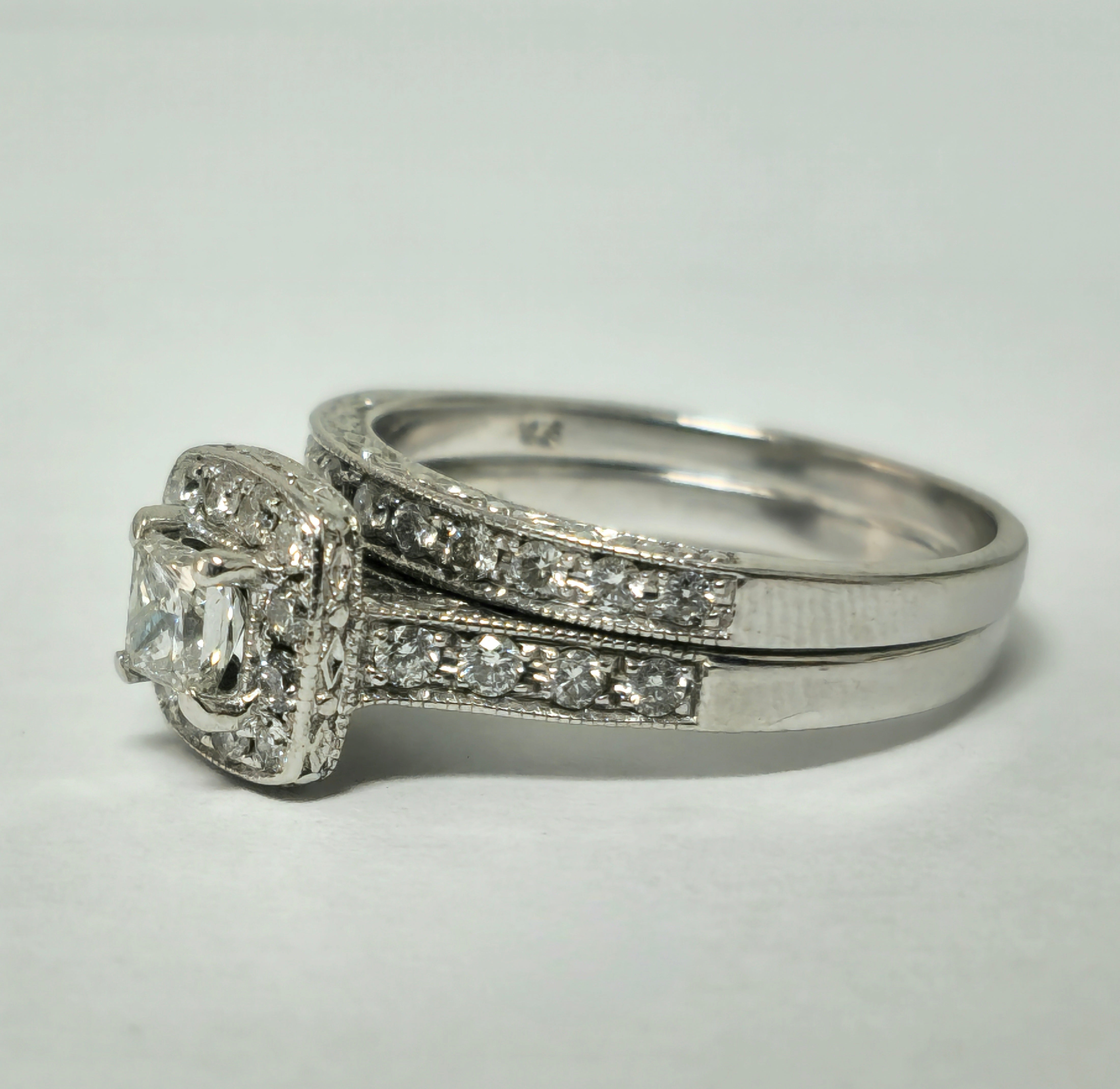 Natural Diamonds in 14k White Gold Engagement Ring