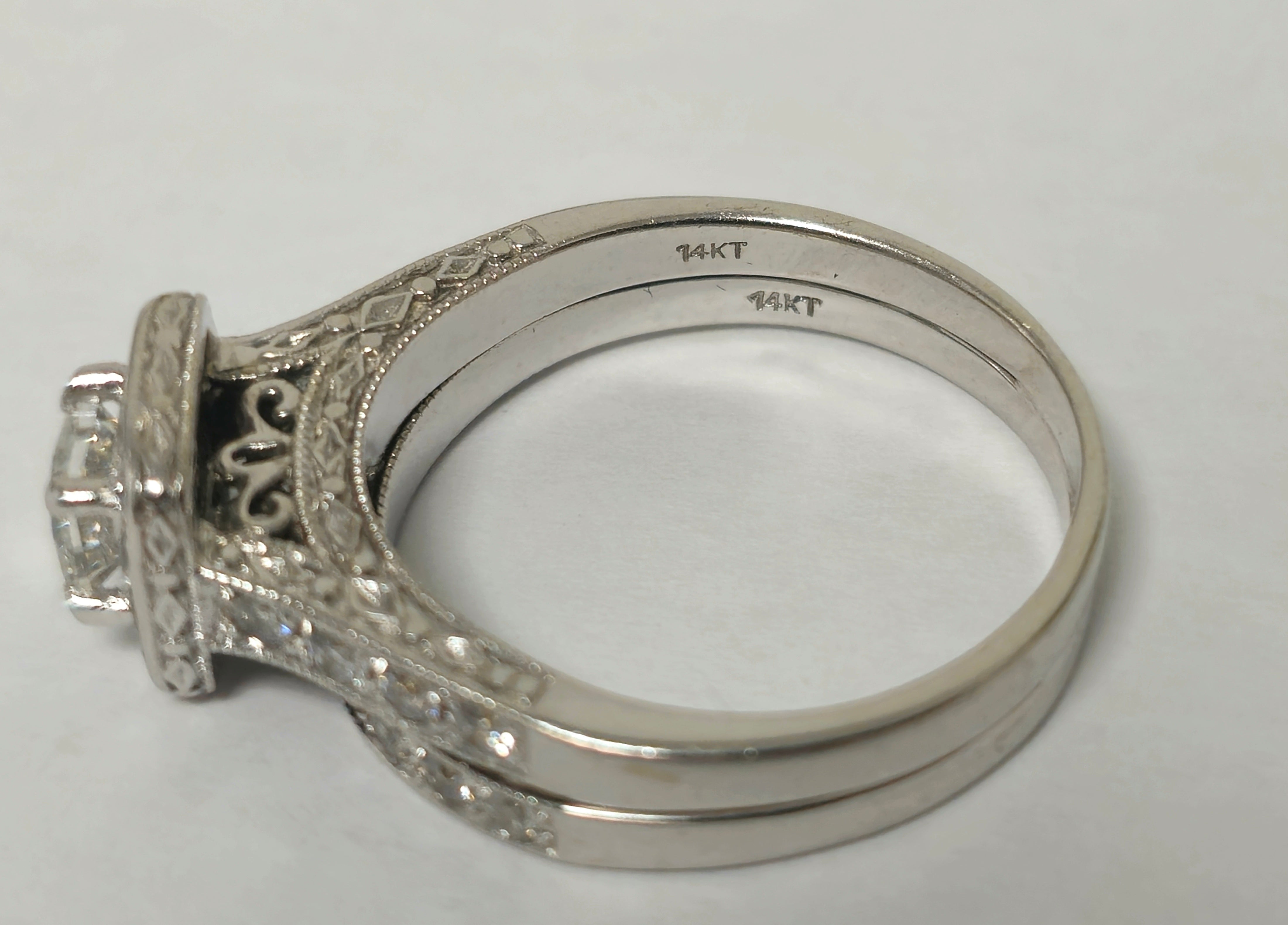 Natural Diamonds in 14k White Gold Engagement Ring