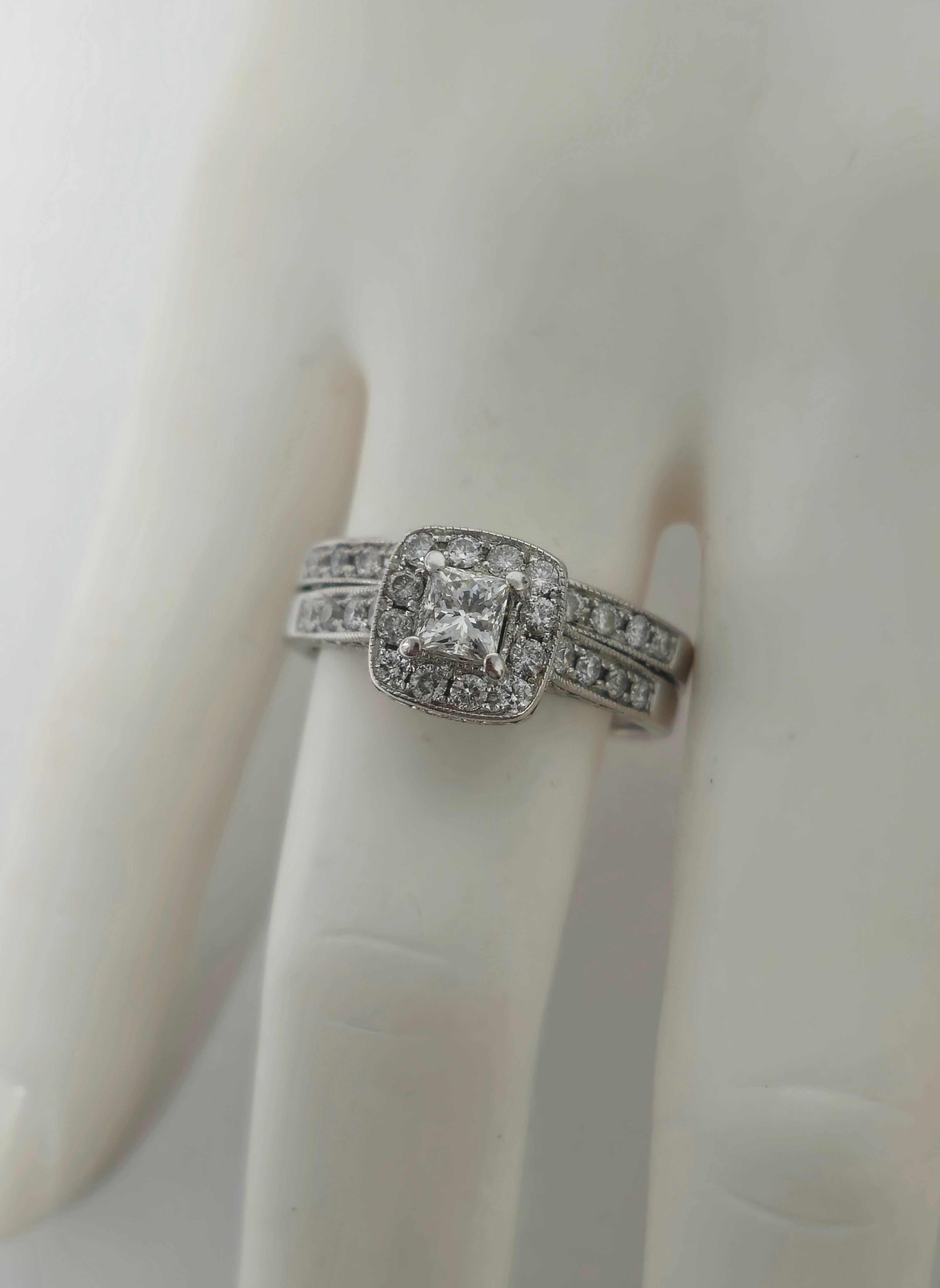 Natural Diamonds in 14k White Gold Engagement Ring