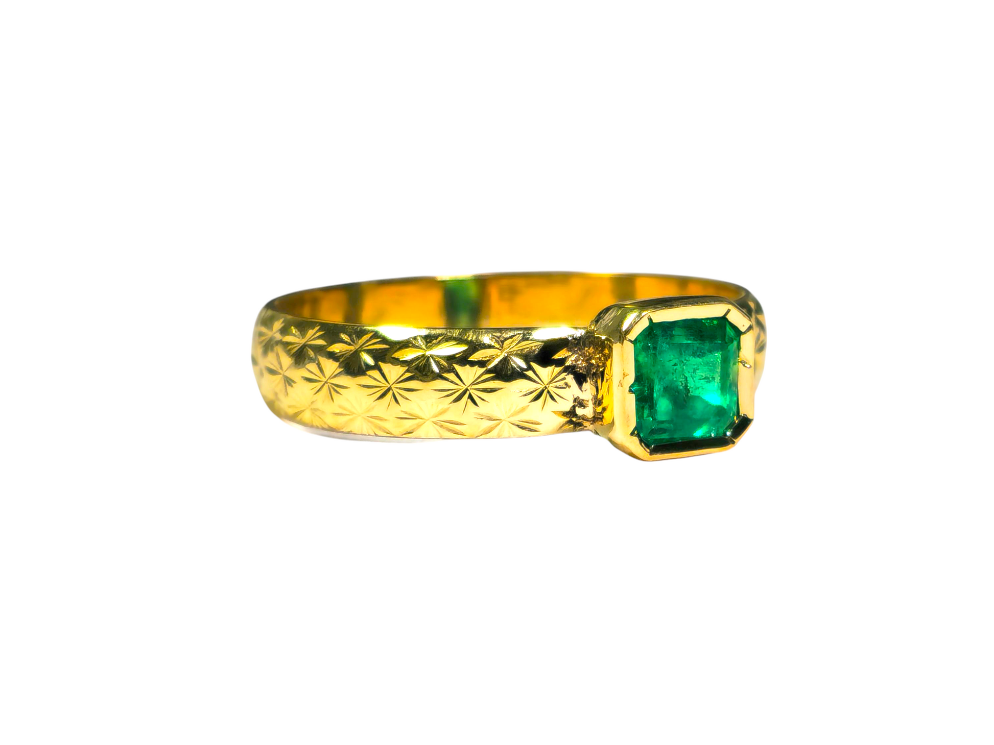 1 Carat Natural Emerald Band in 18k Gold