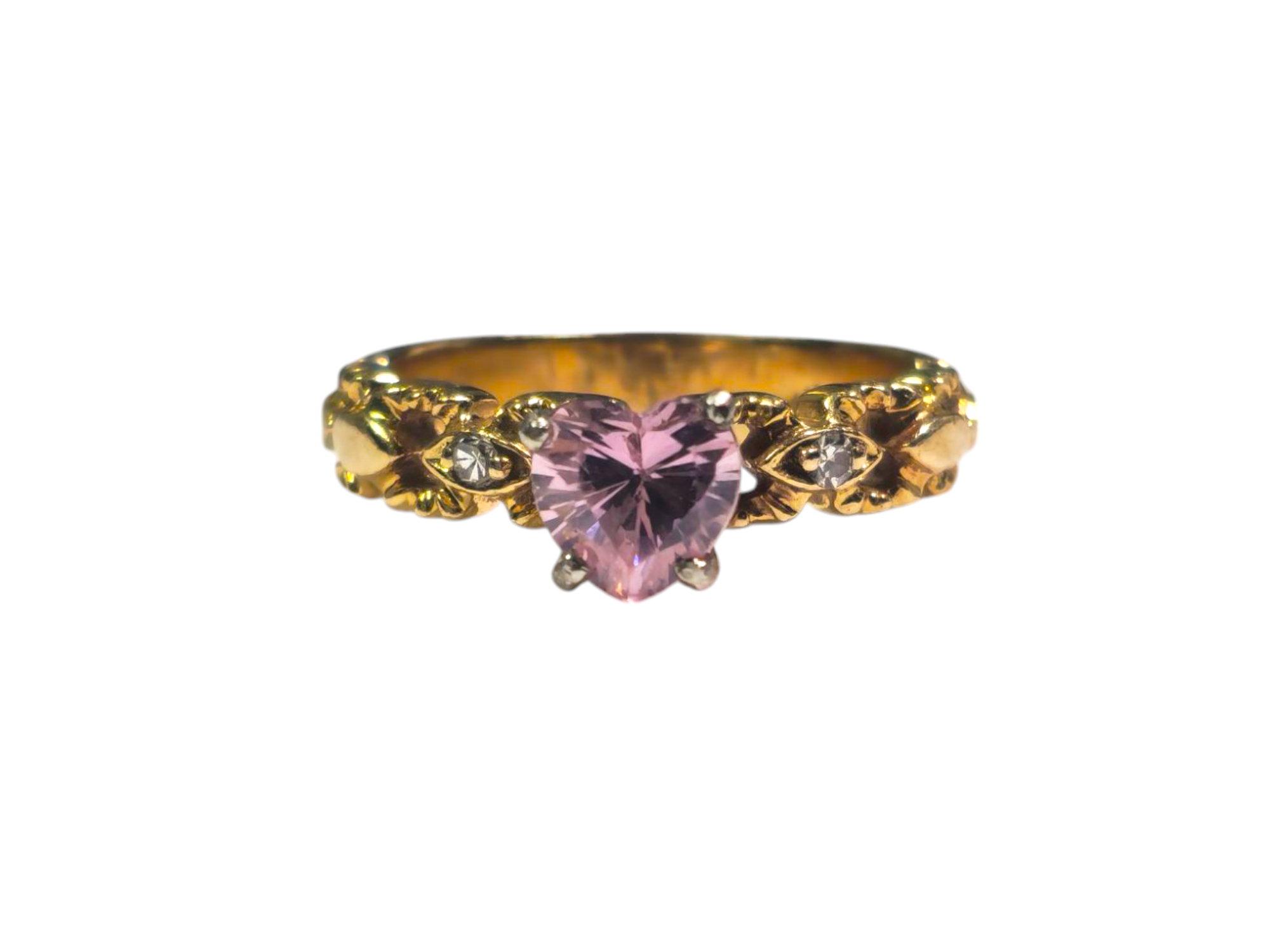 Heart shaped 1ct Pink Sapphire & Diamond Ring
