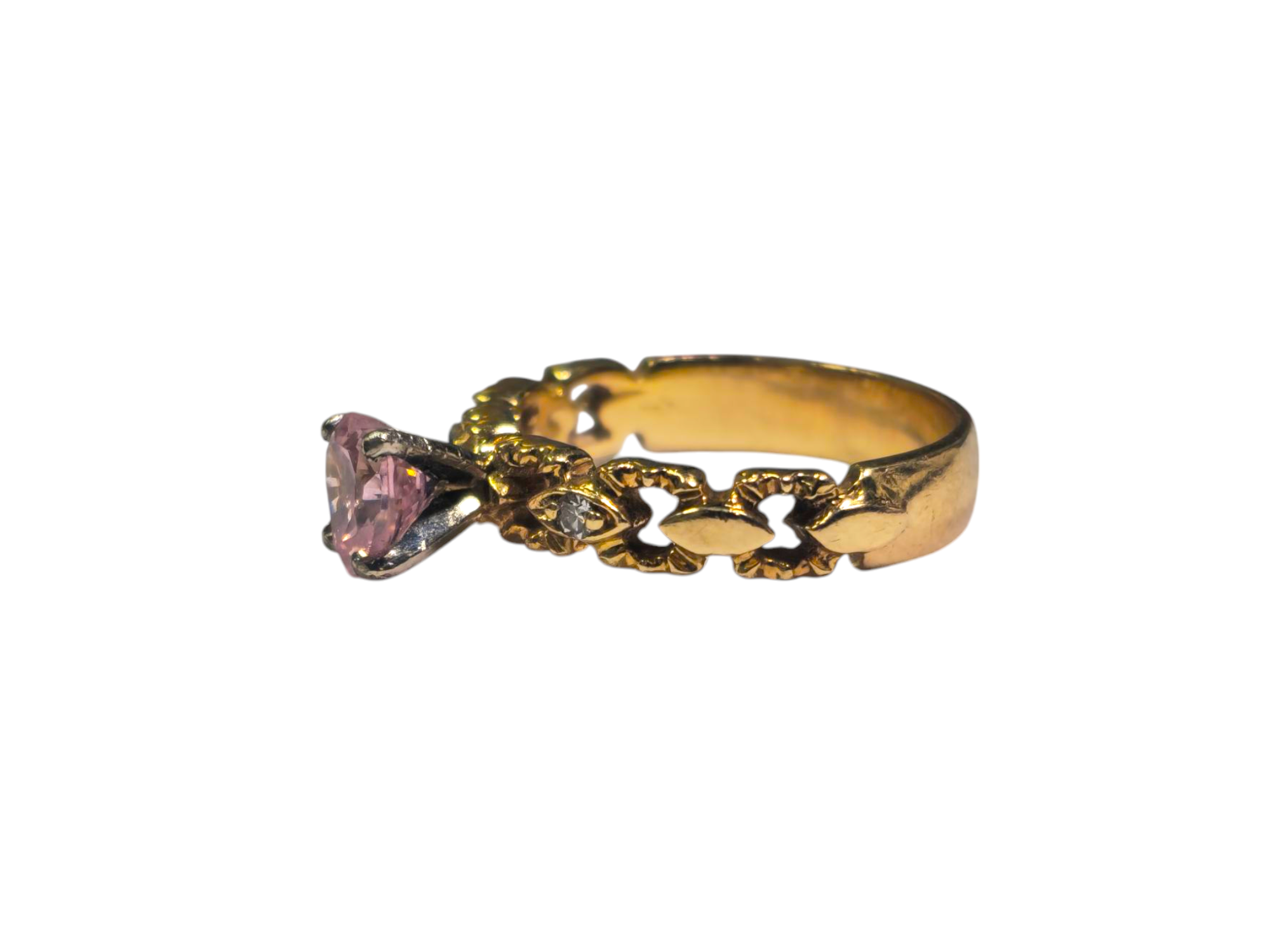 Heart shaped 1ct Pink Sapphire & Diamond Ring
