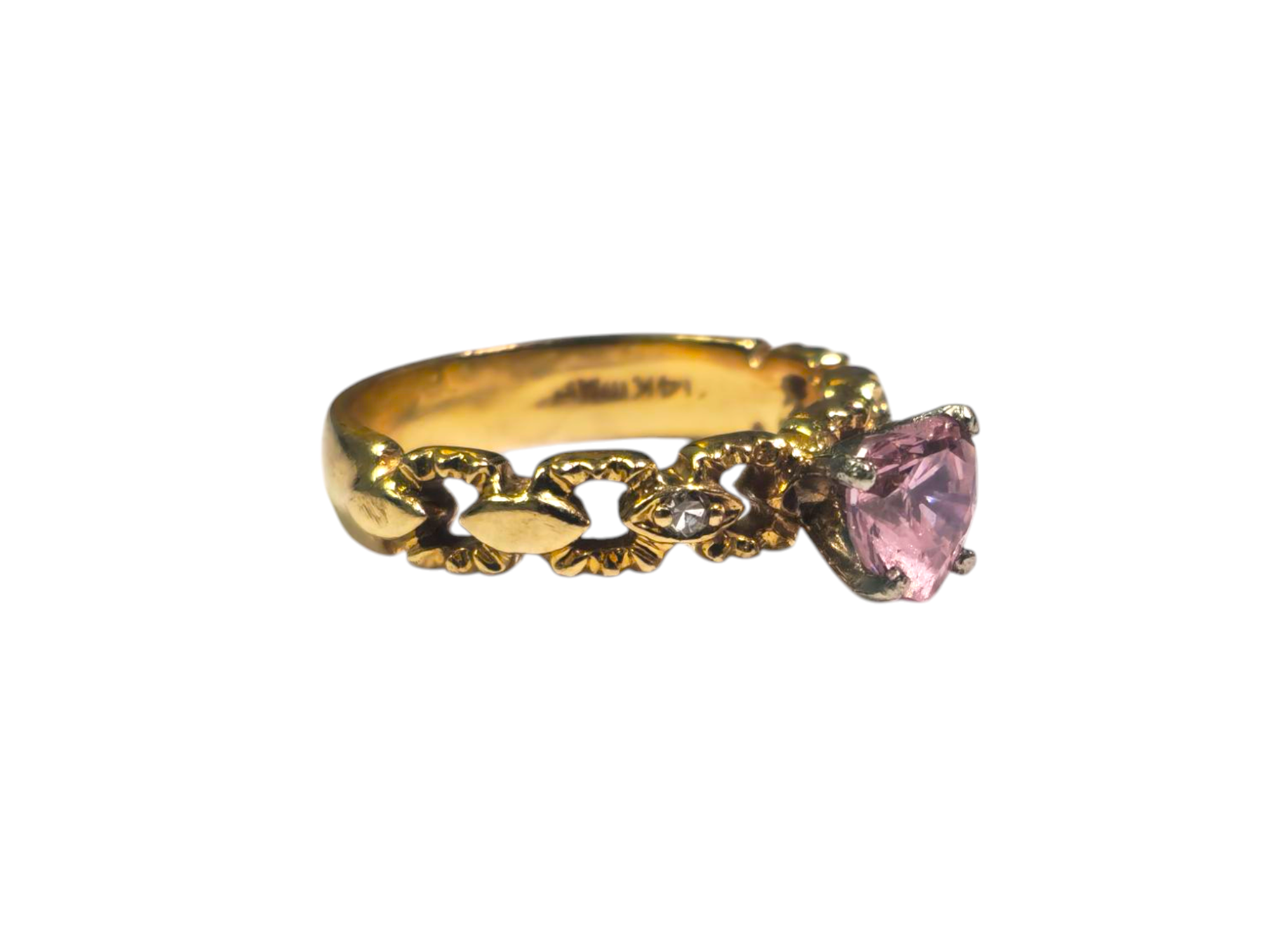 Heart shaped 1ct Pink Sapphire & Diamond Ring