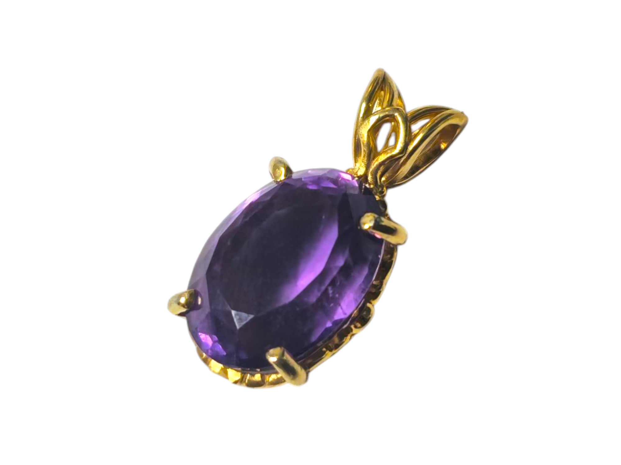7 Carat Amethyst Pendant in 14k Gold