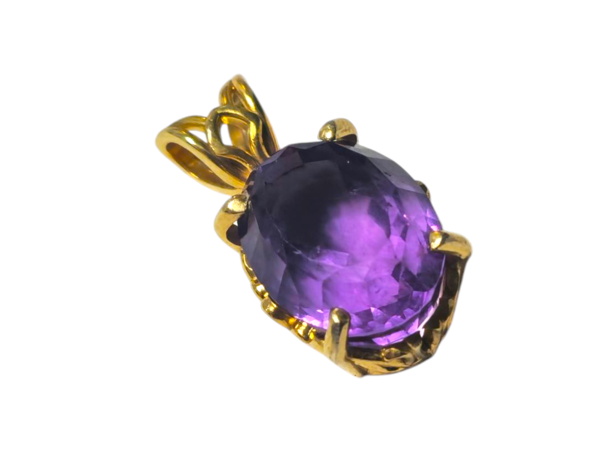 7 Carat Amethyst Pendant in 14k Gold