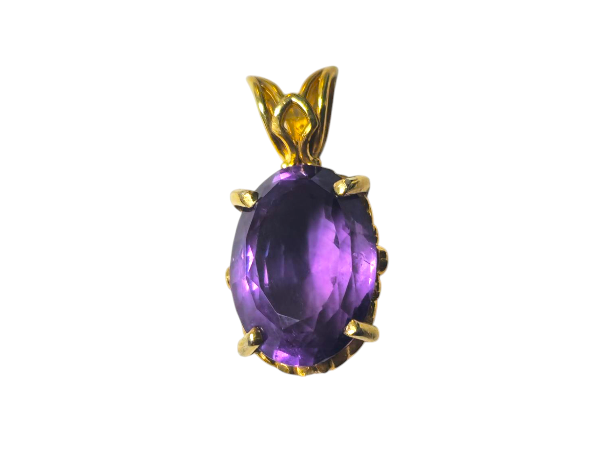 7 Carat Amethyst Pendant in 14k Gold