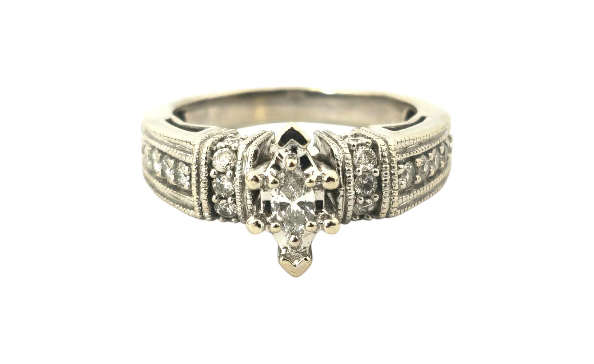 Art Deco Diamond Ring in 14k White Gold