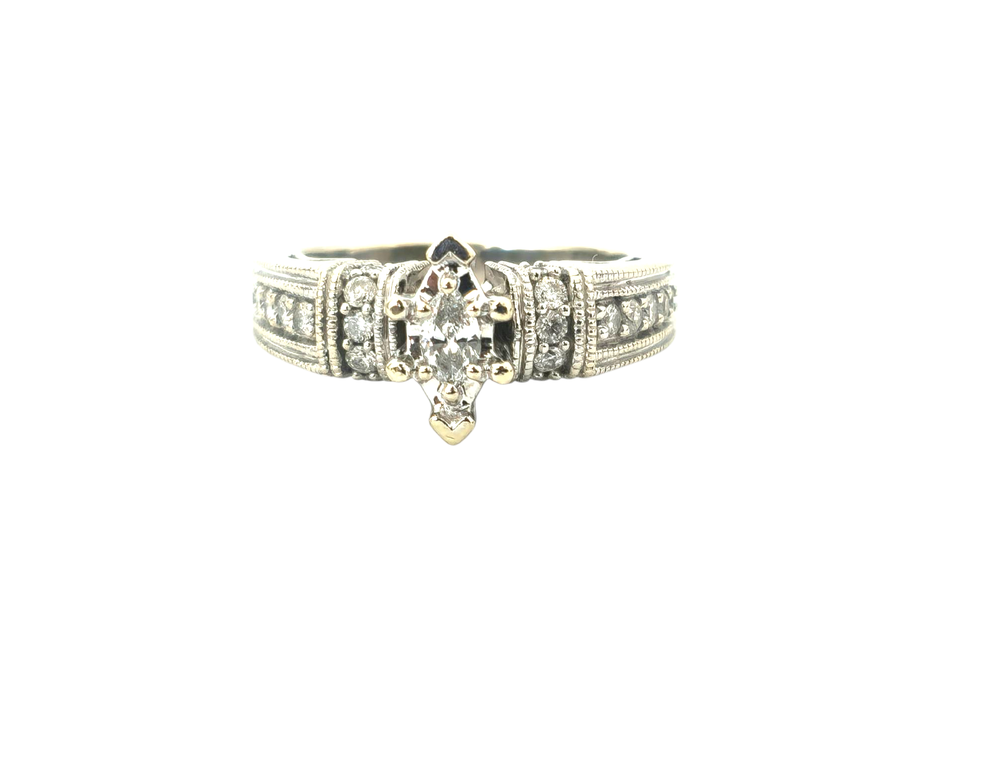 Art Deco Diamond Ring in 14k White Gold