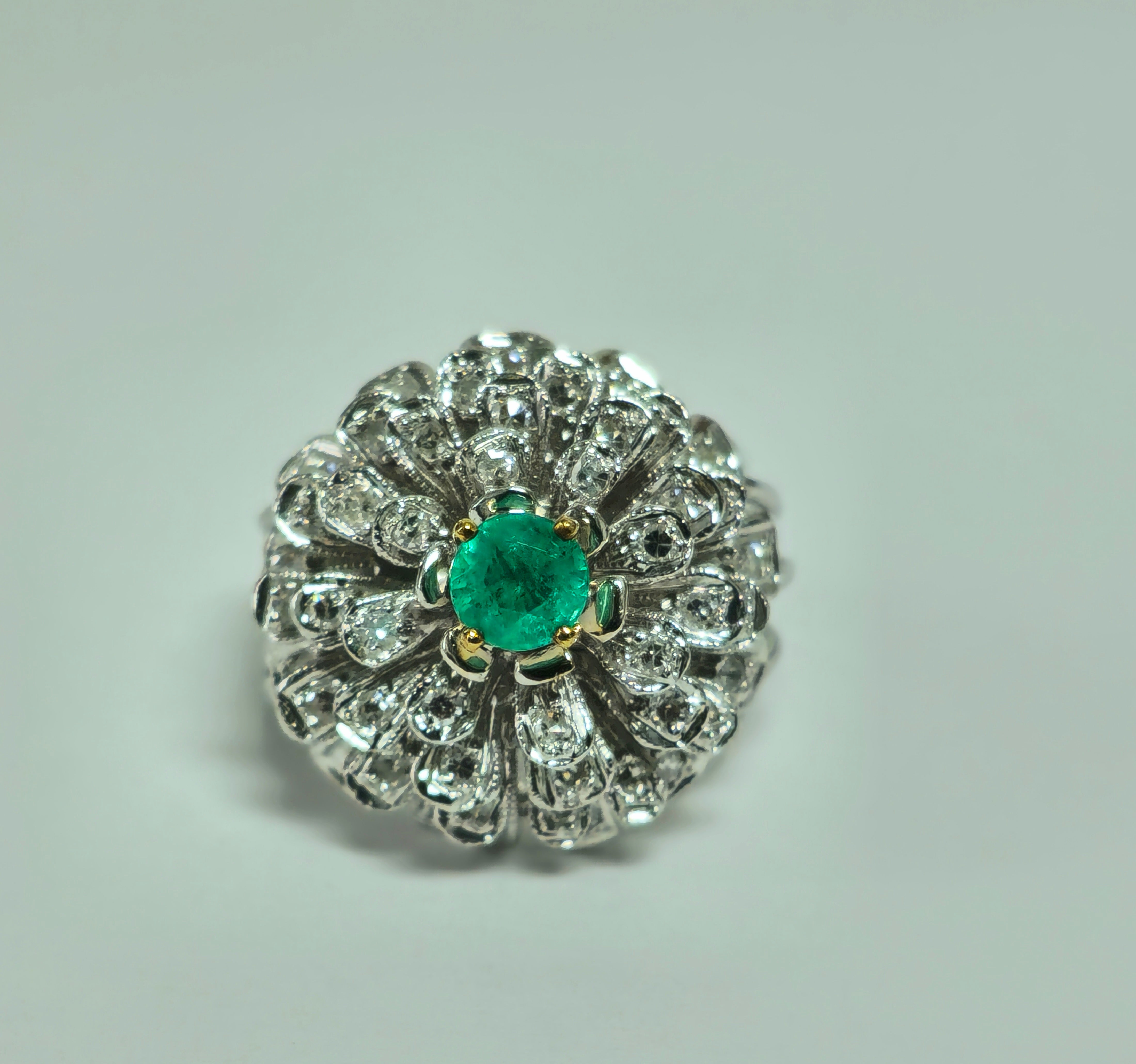 1.60ct VVS Diamond & Emerald in 14k Ring (Certified)