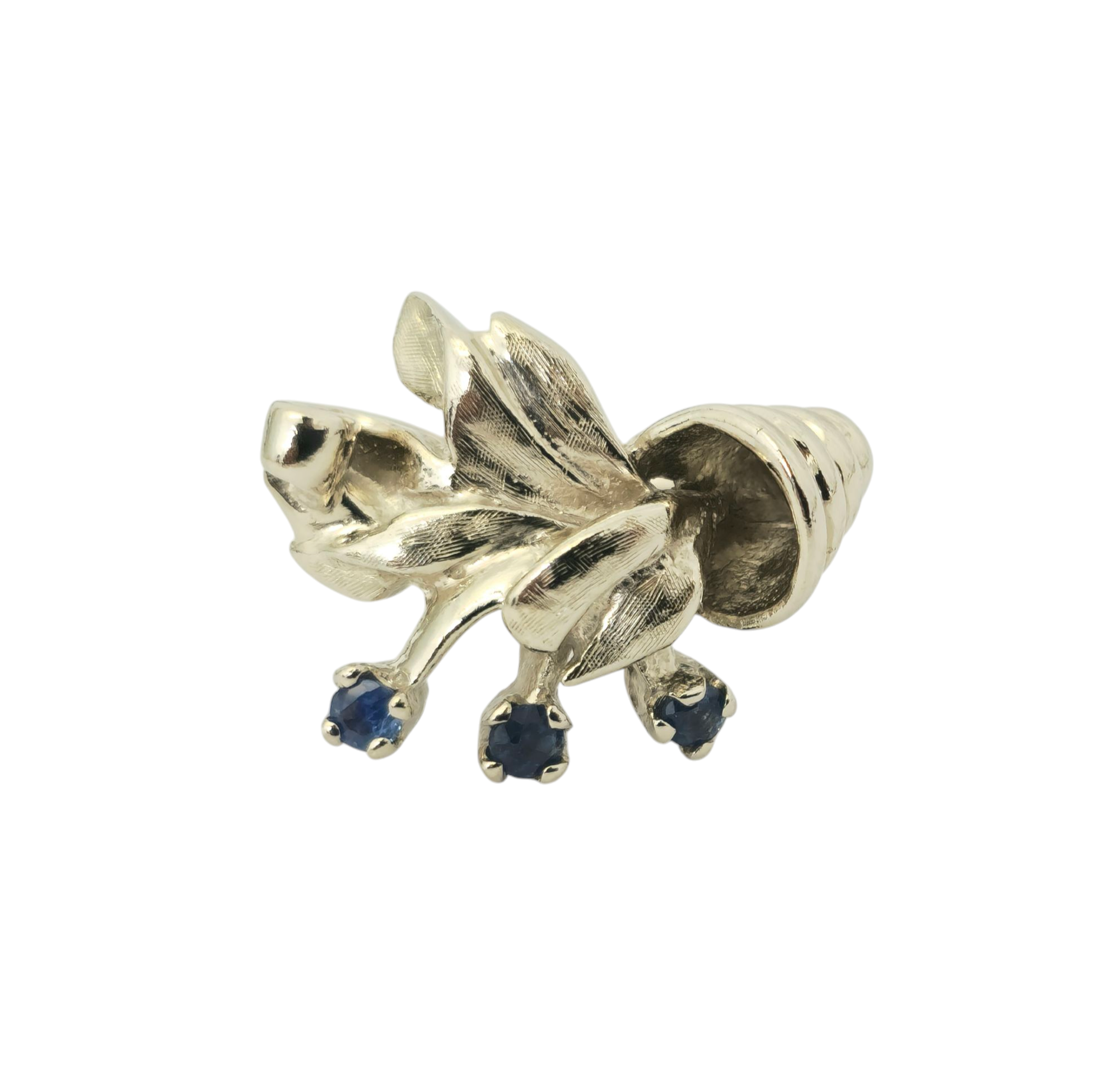 Flower Motif Blue Sapphire Ring in 14k Gold