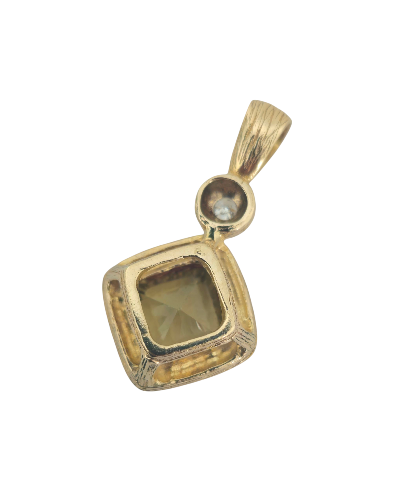 Handmade Peridot & Diamond Pendant in 14k Yellow Gold