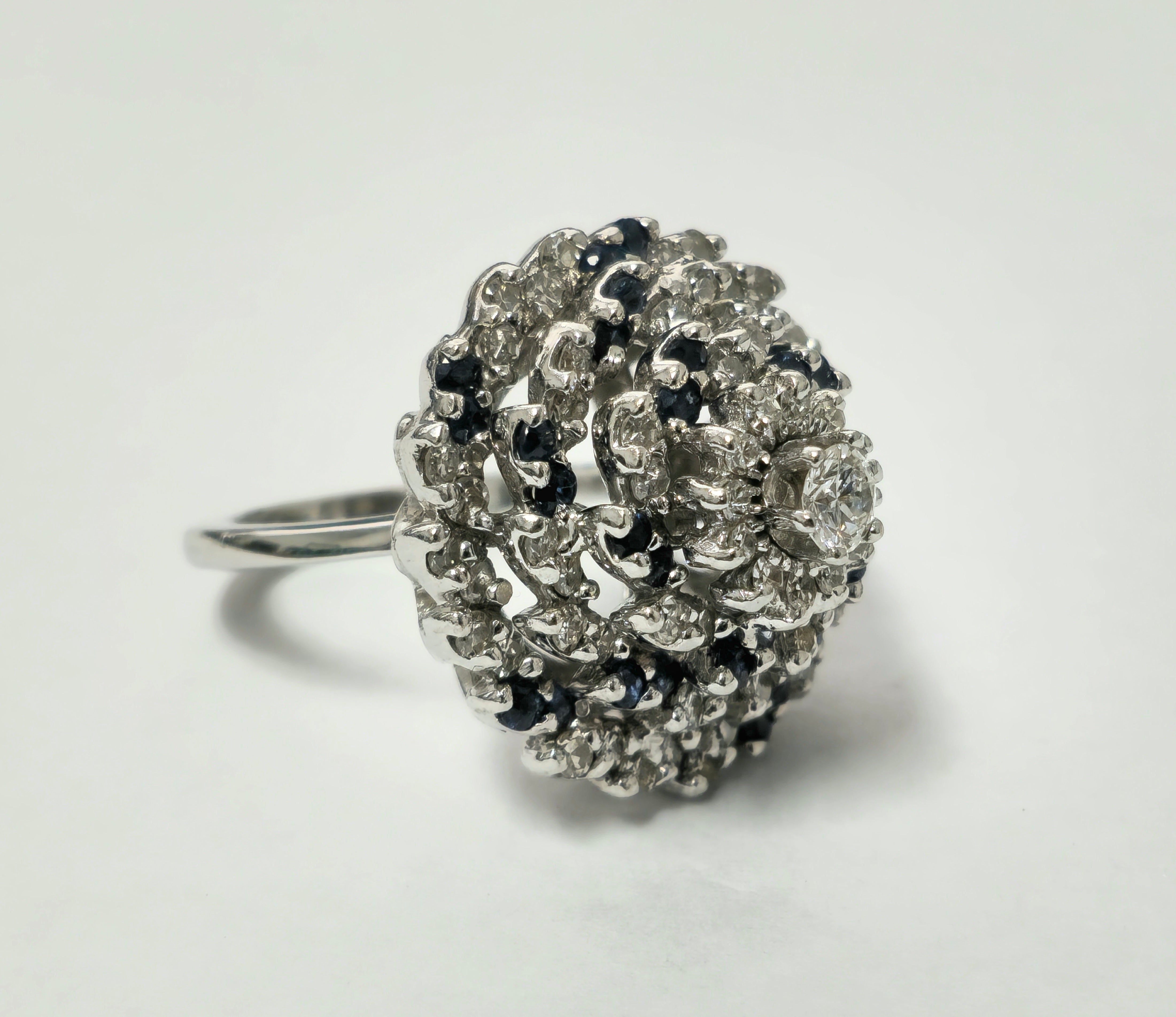 3.00 Carat Diamond and Blue Sapphire Cocktail Ring