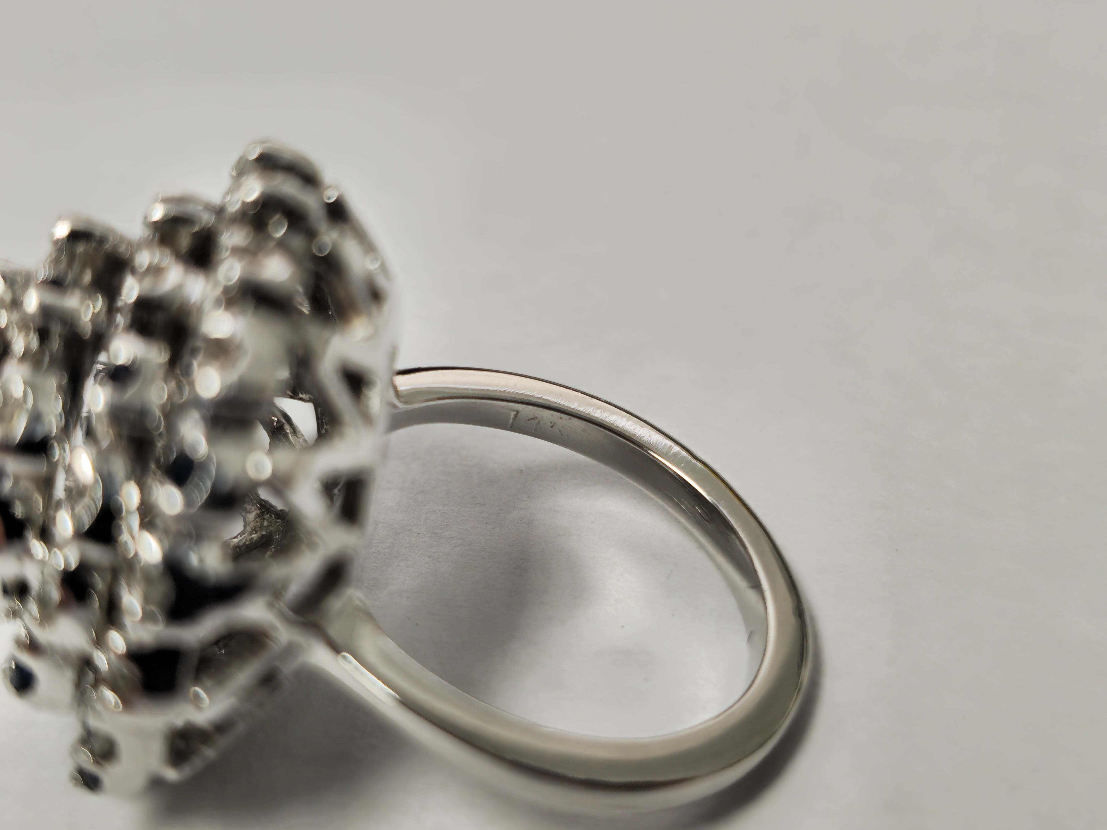 3.00 Carat Diamond and Blue Sapphire Cocktail Ring