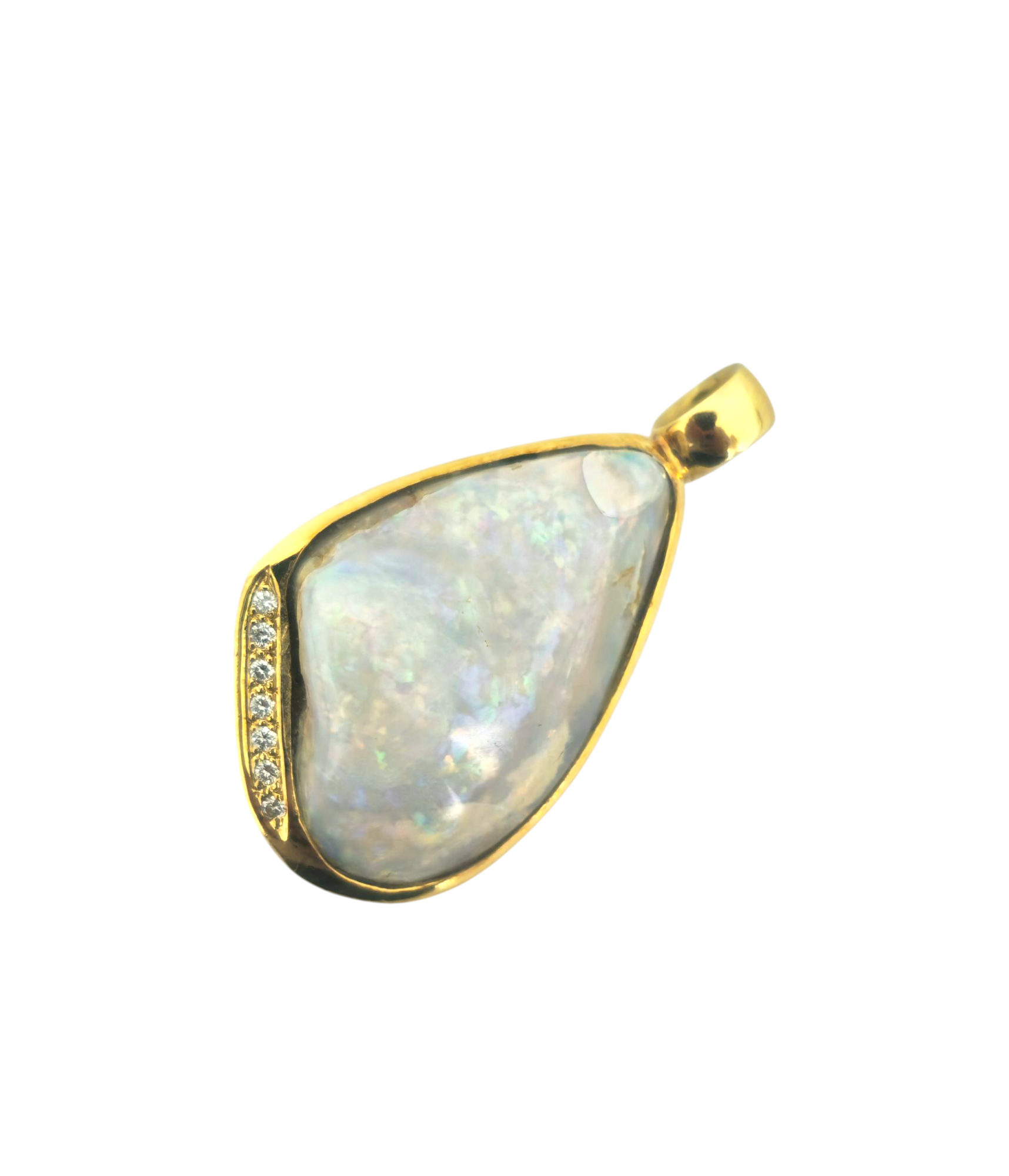 Handmade 17ct Opal & Diamond Pendant in 18k Gold