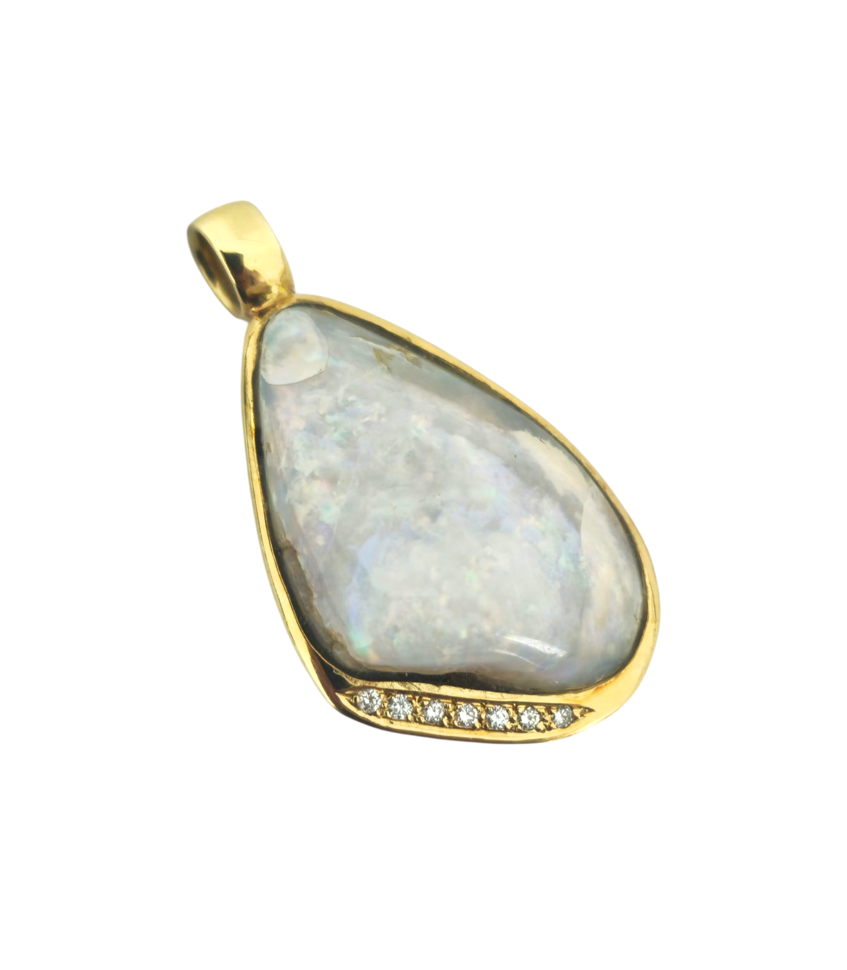Handmade 17ct Opal & Diamond Pendant in 18k Gold