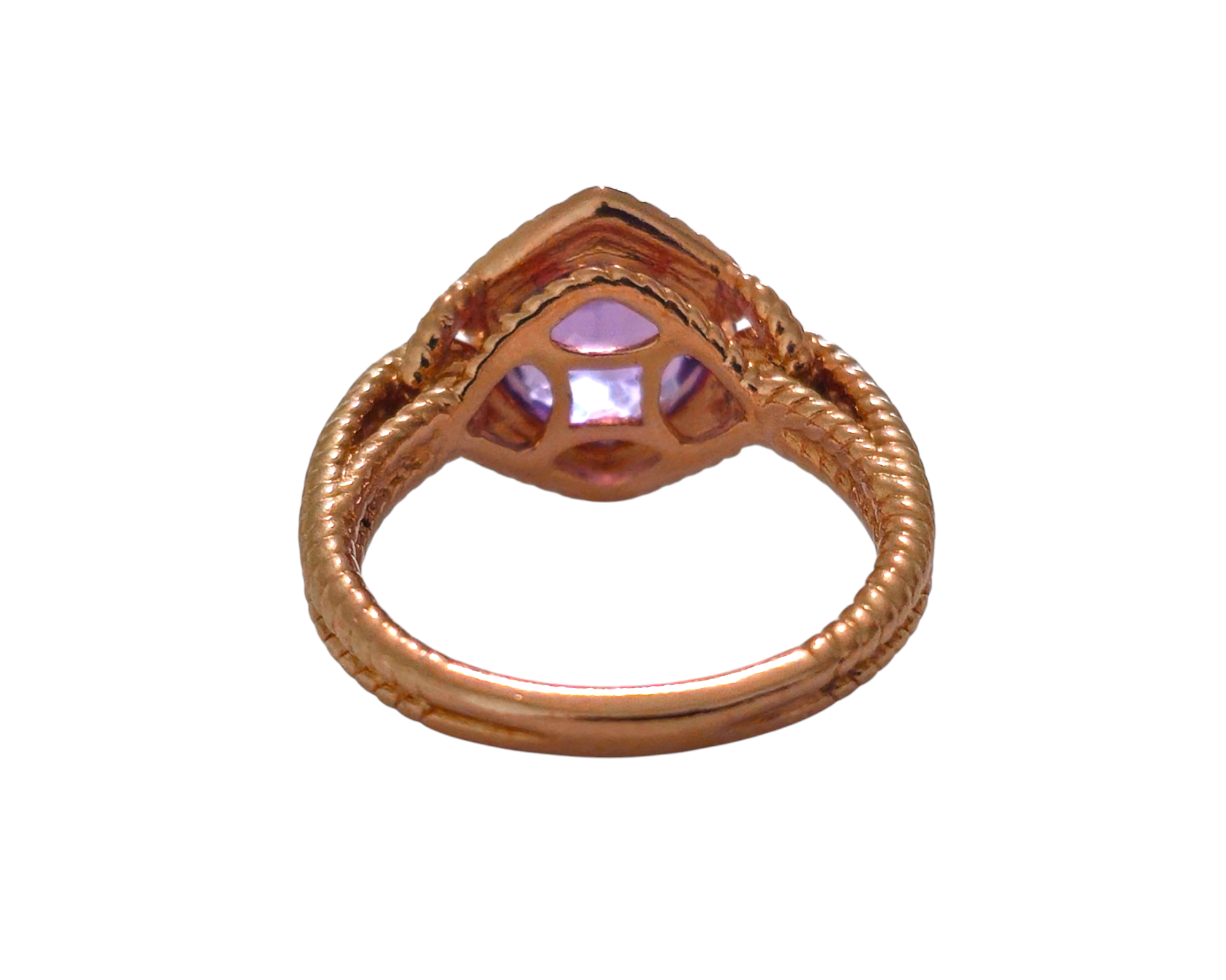 4 carat Amethyst & Diamond Ring 14k Rose Gold