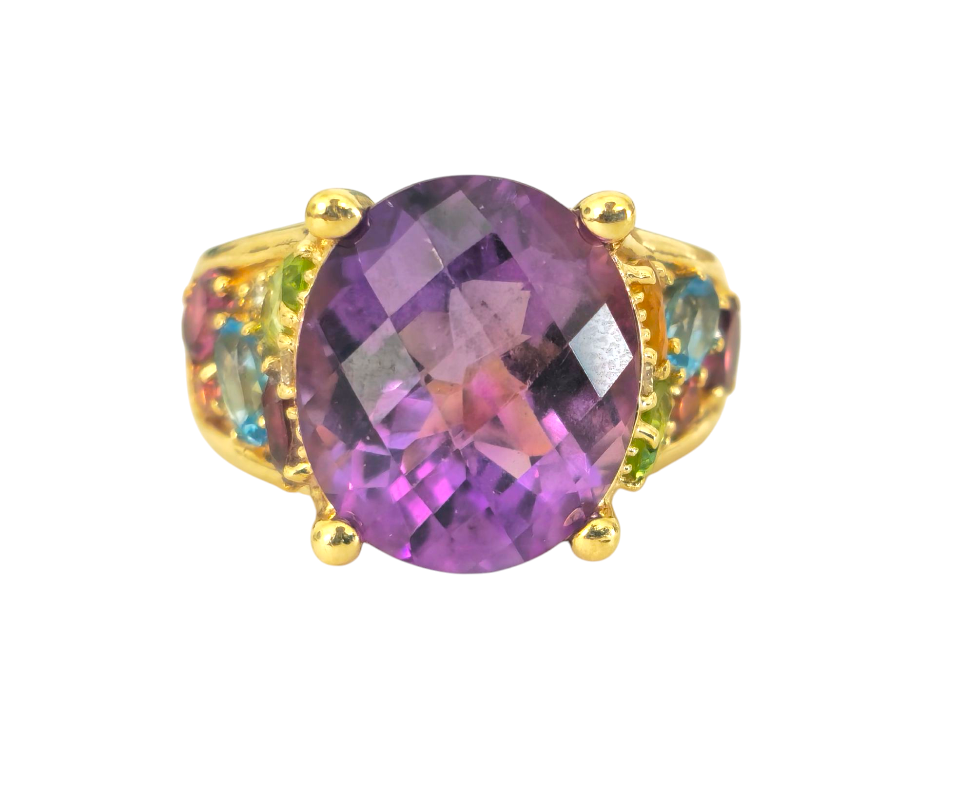 Multi gemstone Ring in 14k yellow Gold