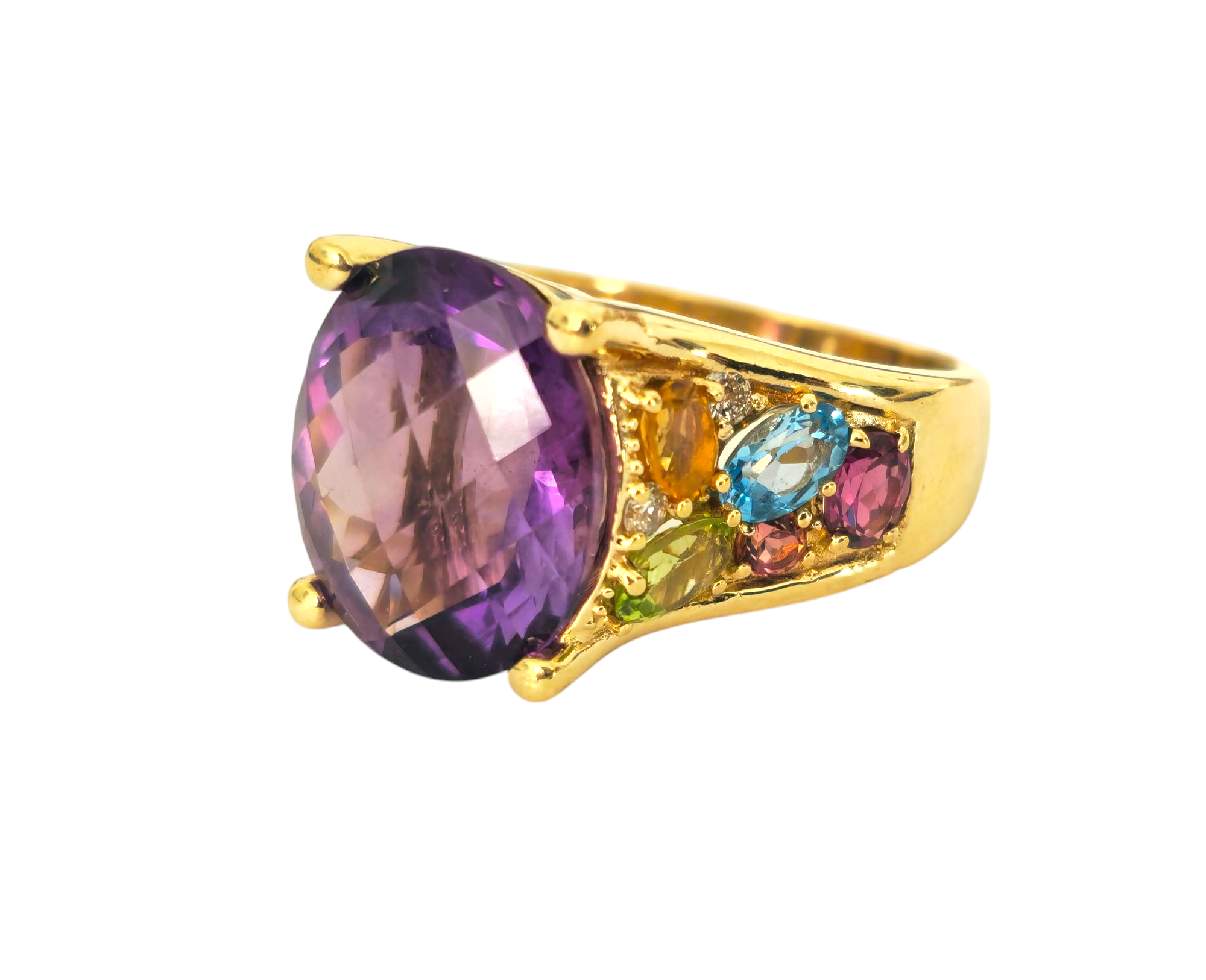 Multi gemstone Ring in 14k yellow Gold