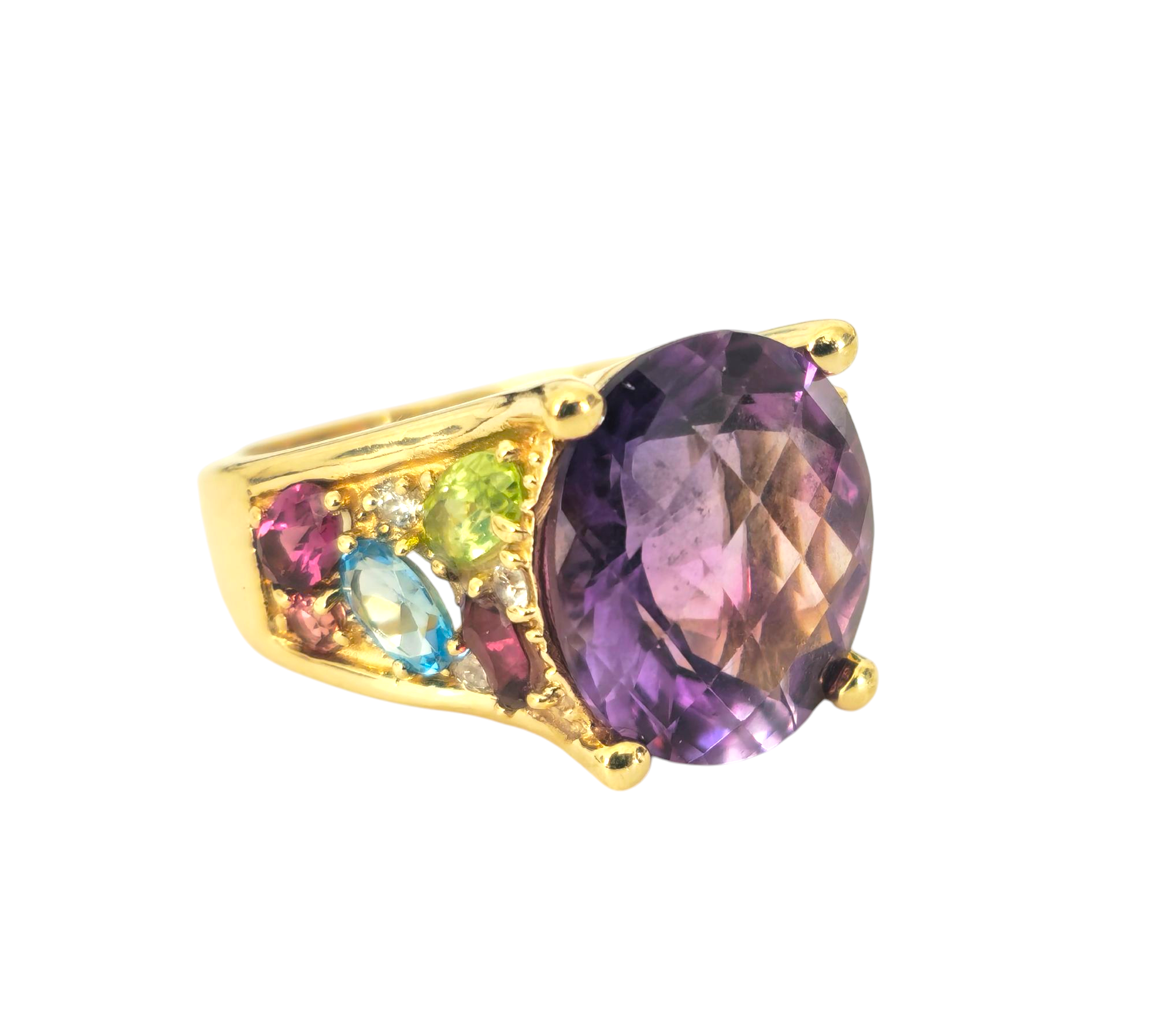 Multi gemstone Ring in 14k yellow Gold