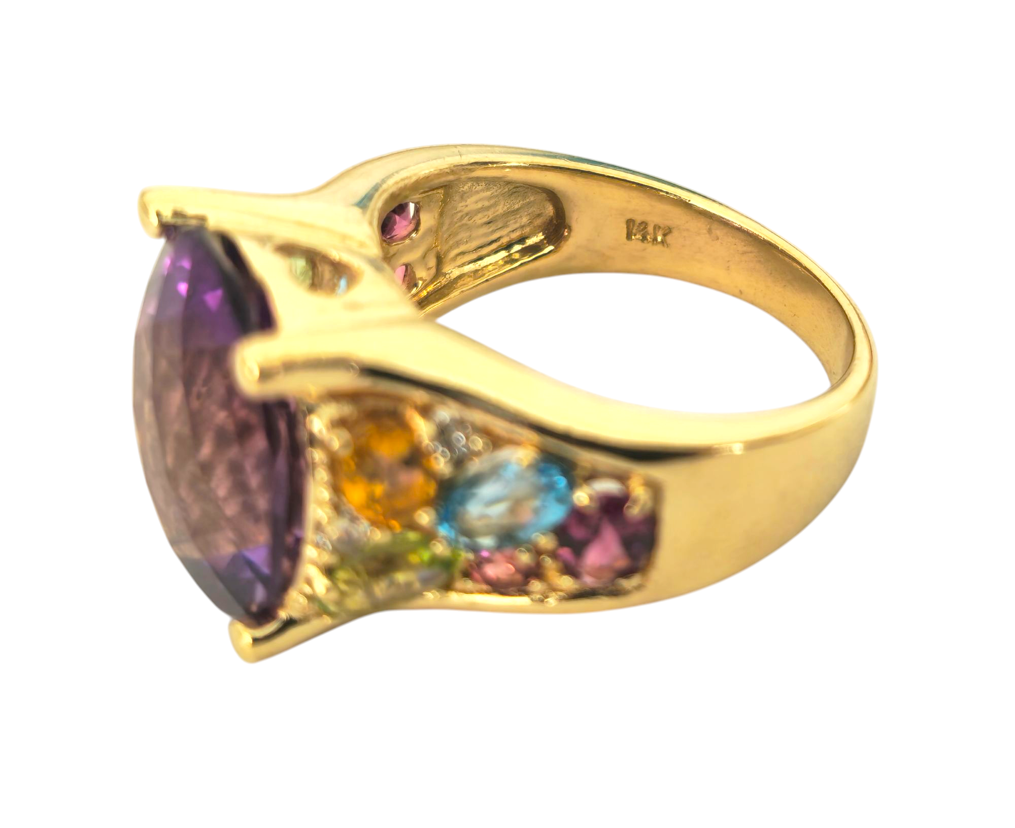Multi gemstone Ring in 14k yellow Gold