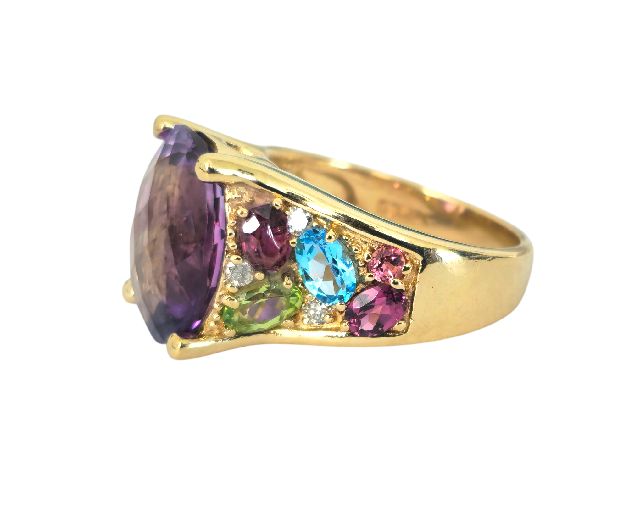 Multi gemstone Ring in 14k yellow Gold