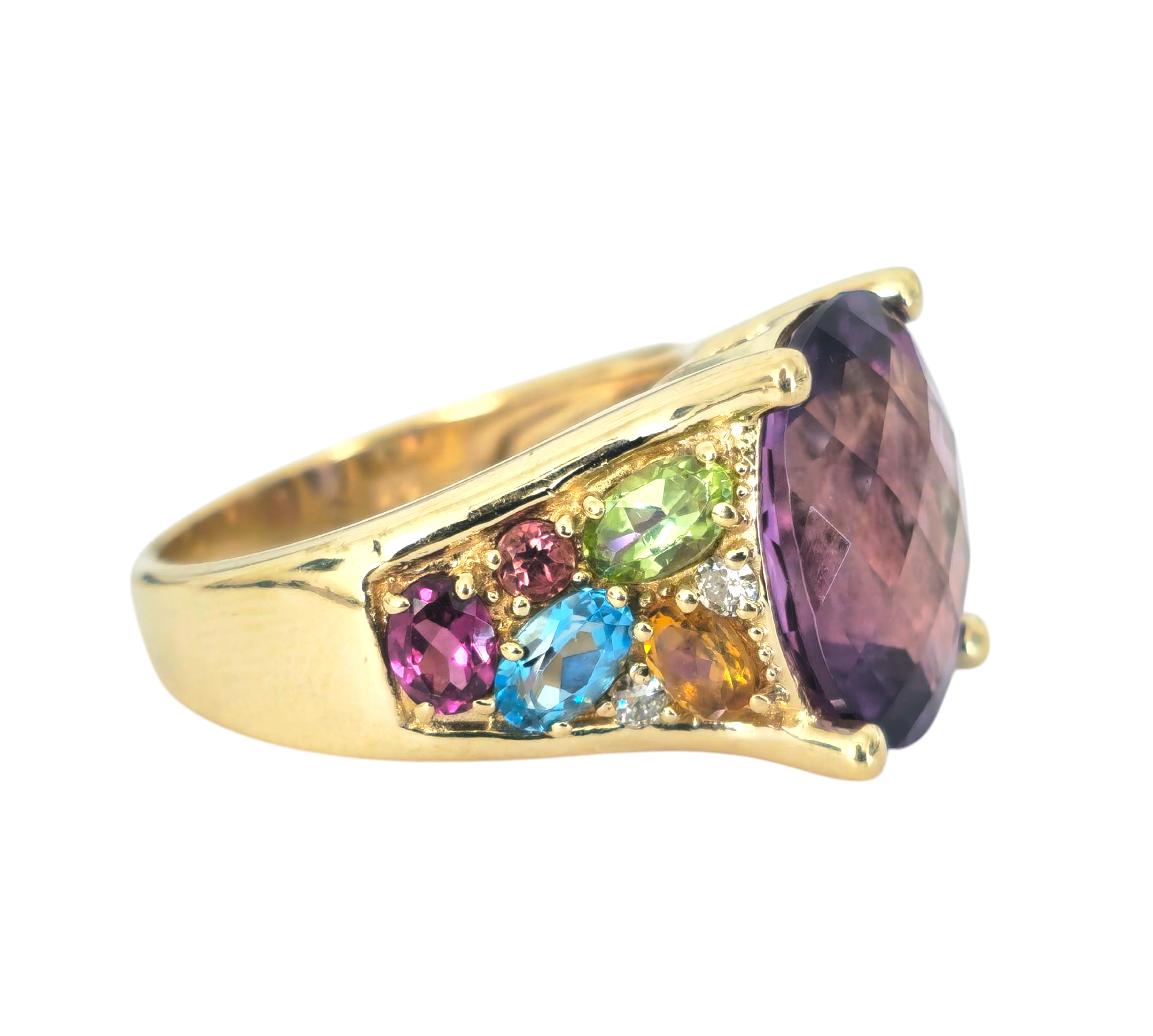Multi gemstone Ring in 14k yellow Gold