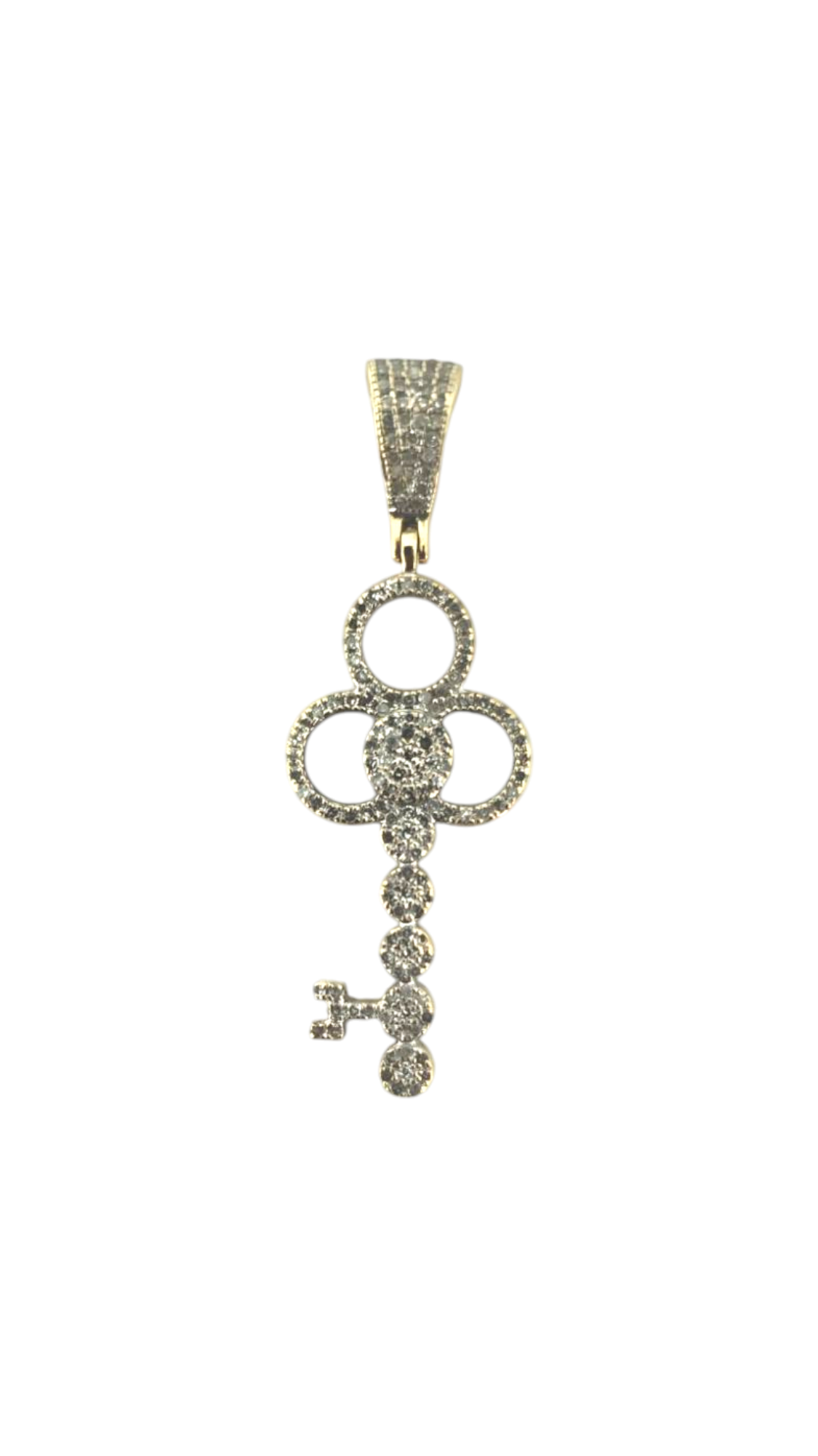 Key Motif Pendant With Diamonds in 14k Gold