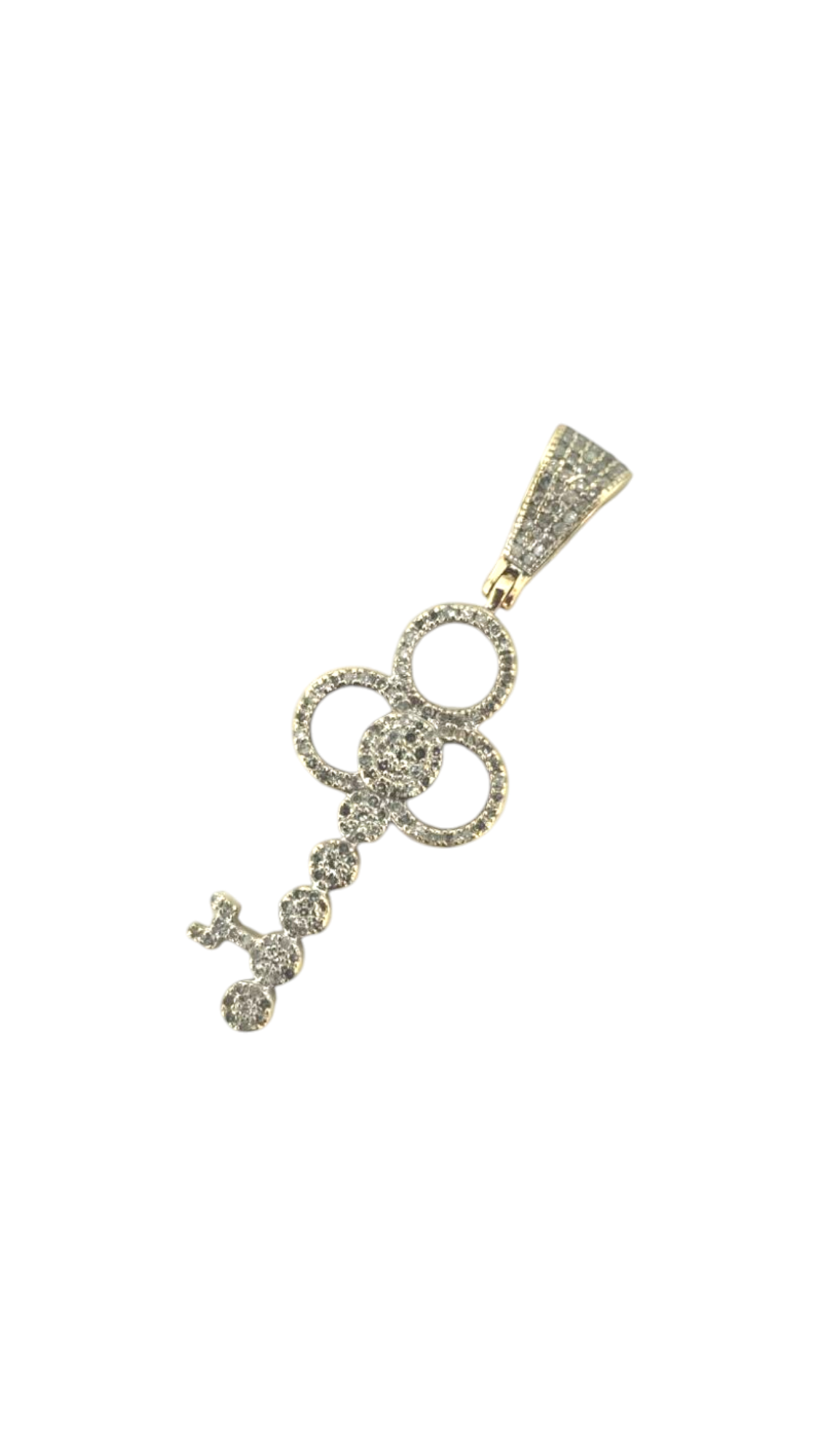 Key Motif Pendant With Diamonds in 14k Gold