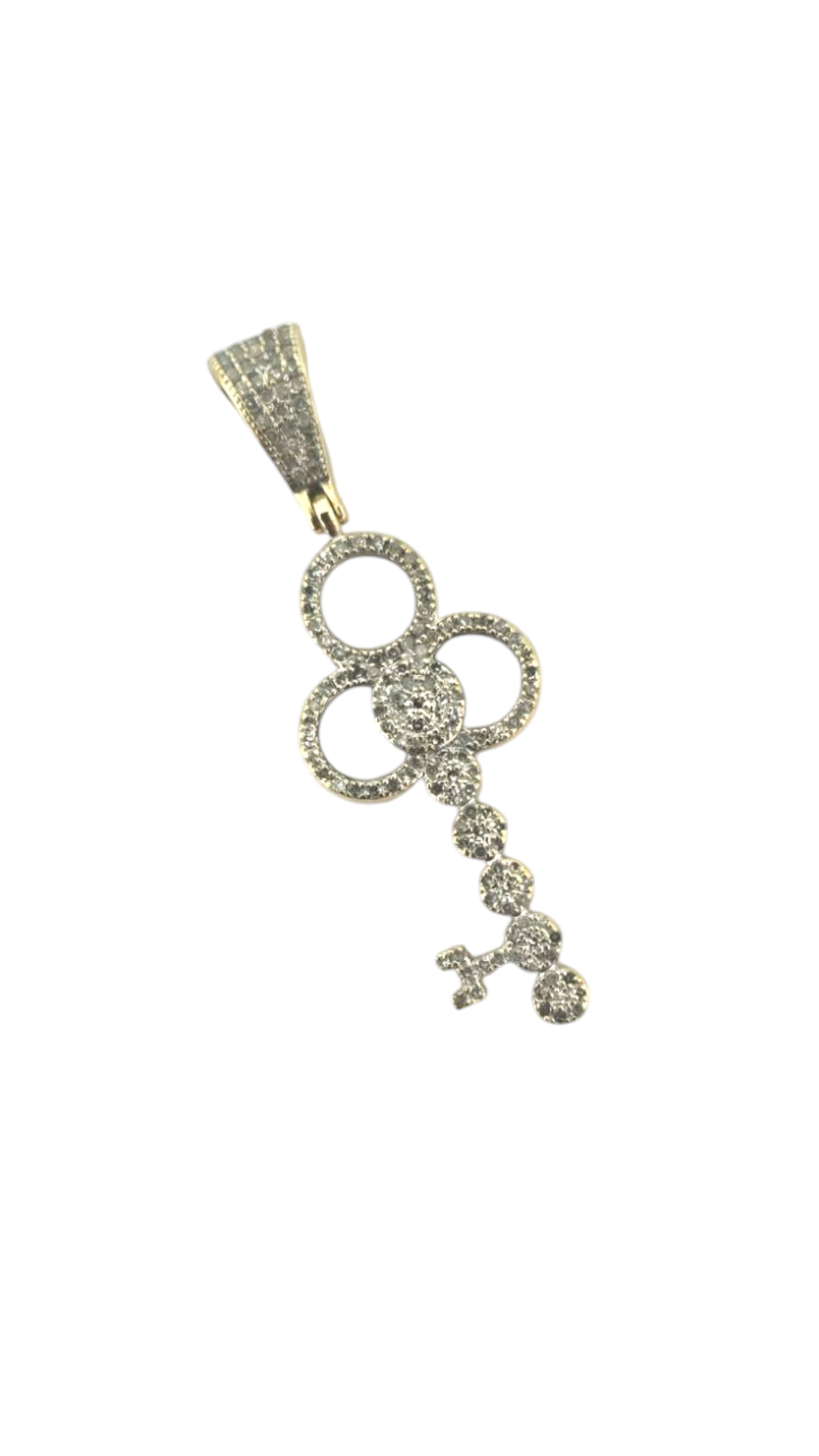 Key Motif Pendant With Diamonds in 14k Gold
