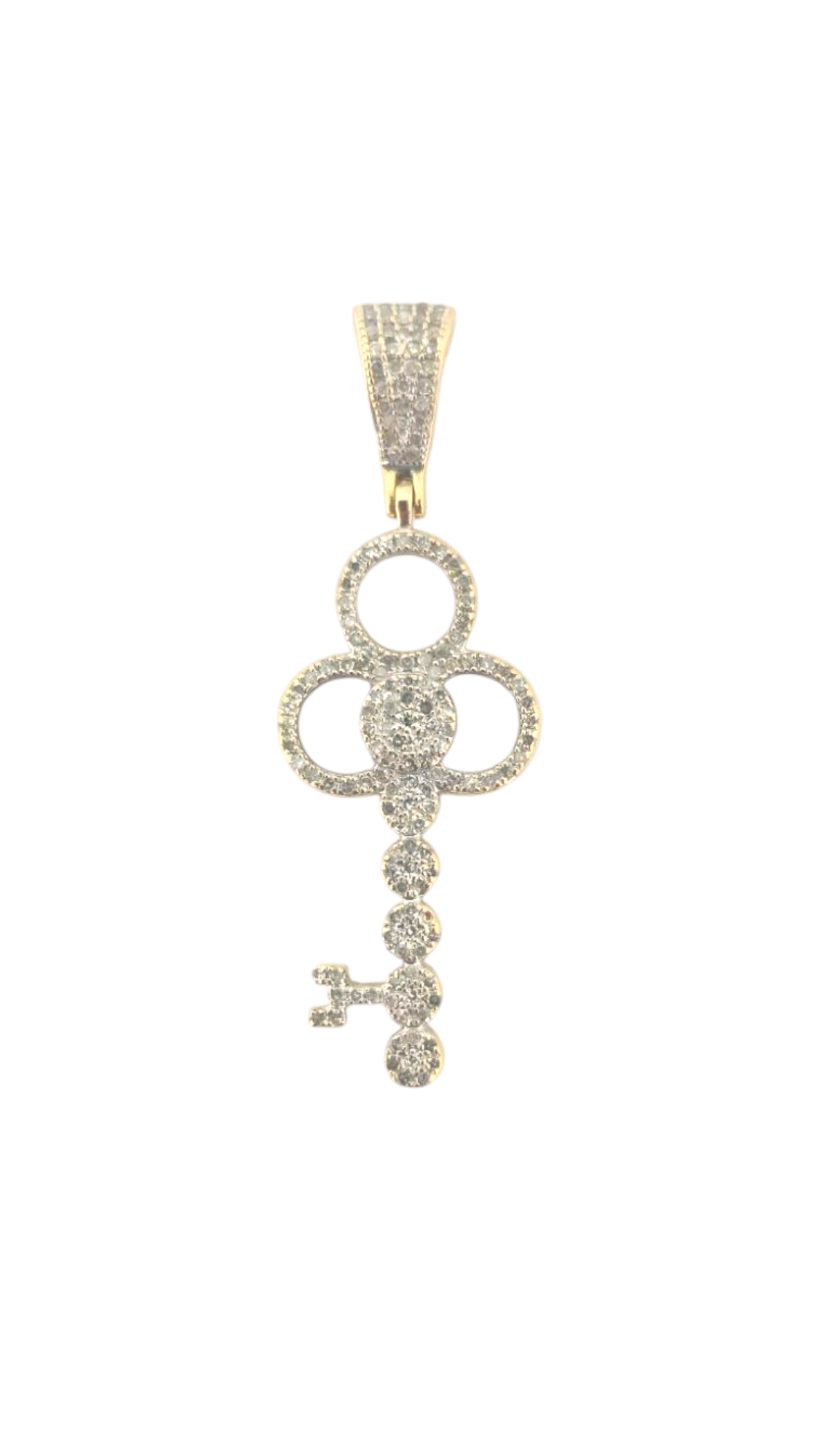 Key Motif Pendant With Diamonds in 14k Gold