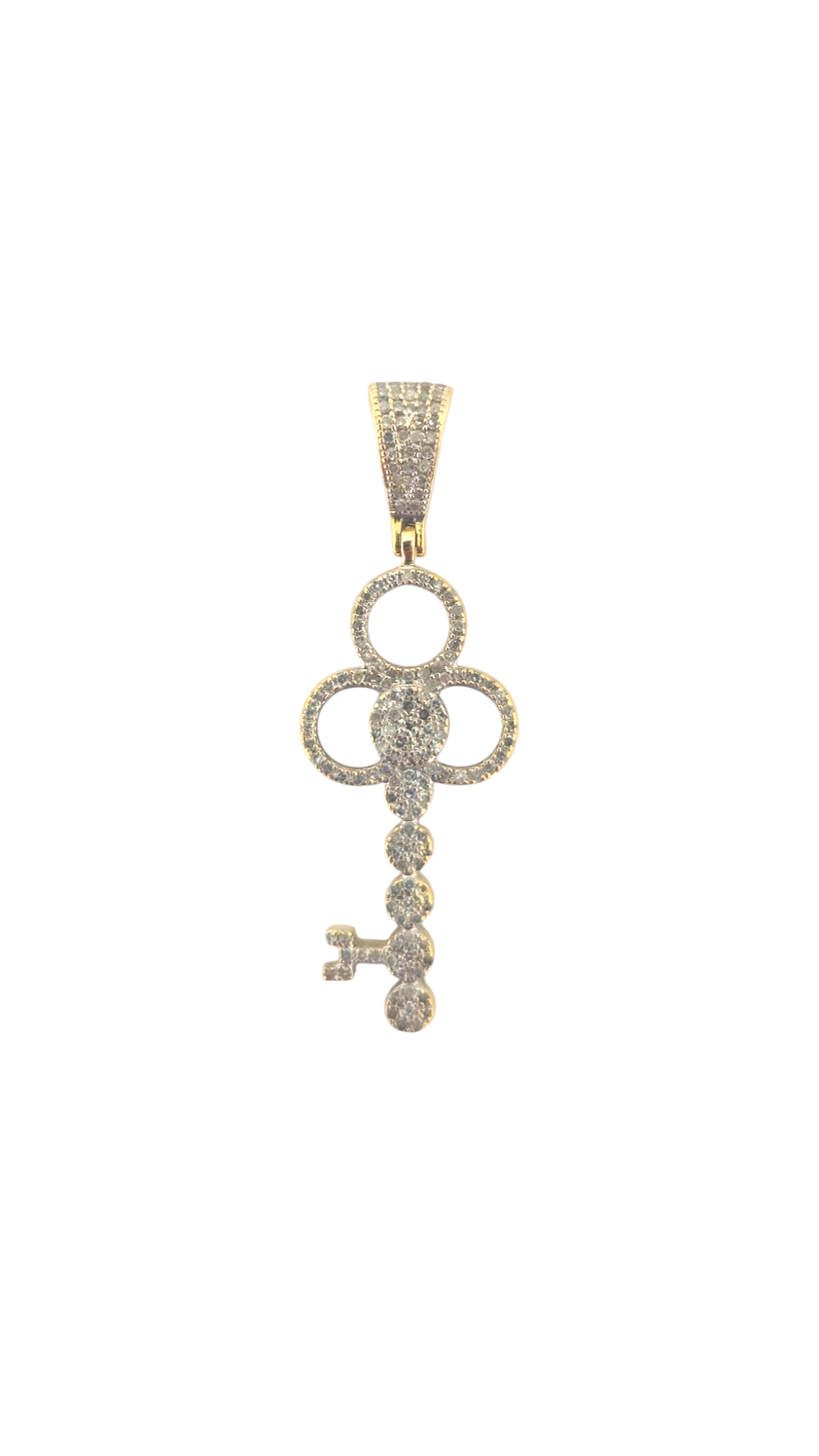 Key Motif Pendant With Diamonds in 14k Gold