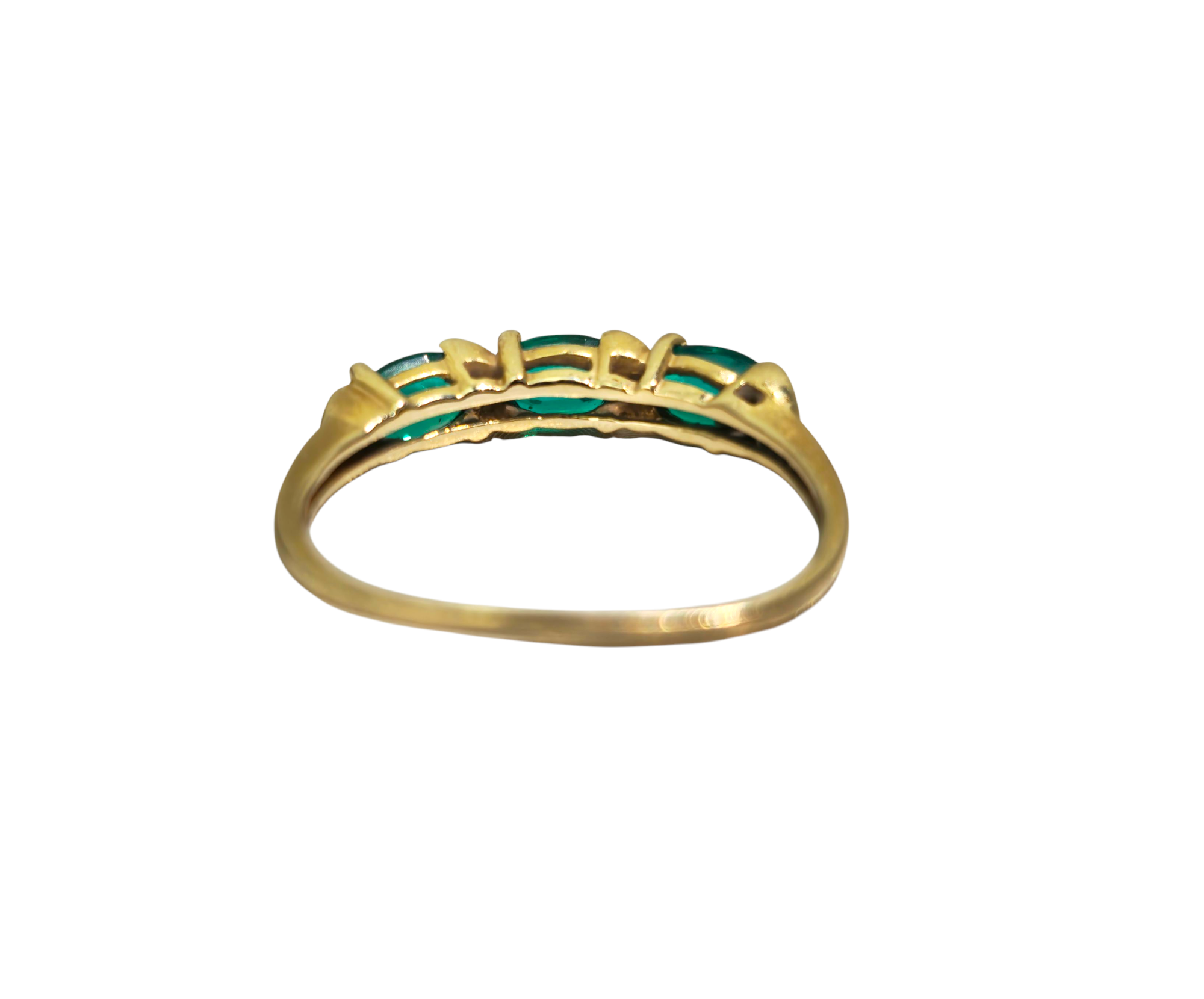 3 Stone Emerald Ring in 14k Gold