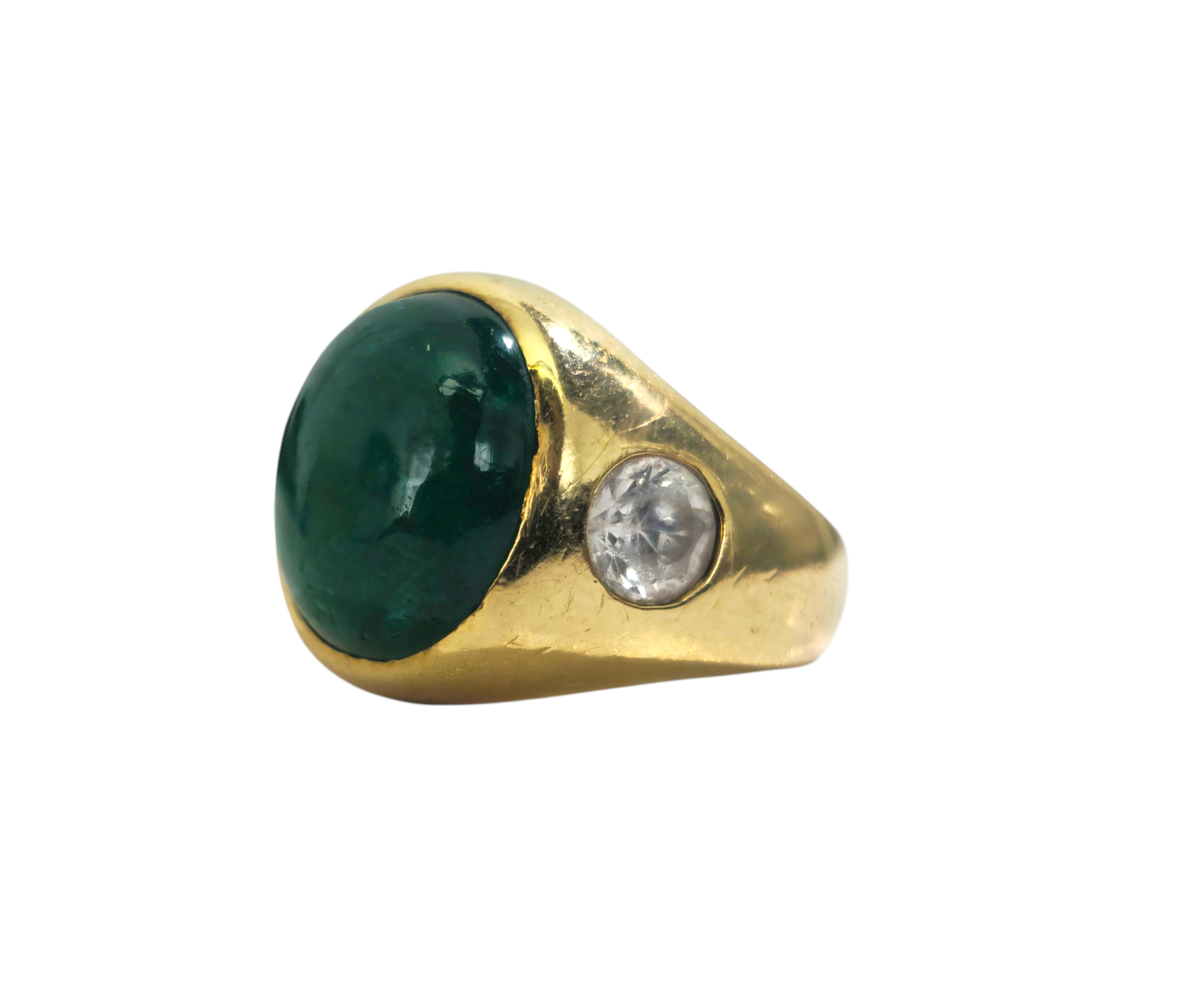 Jade & Diamond Ring in 18k Gold