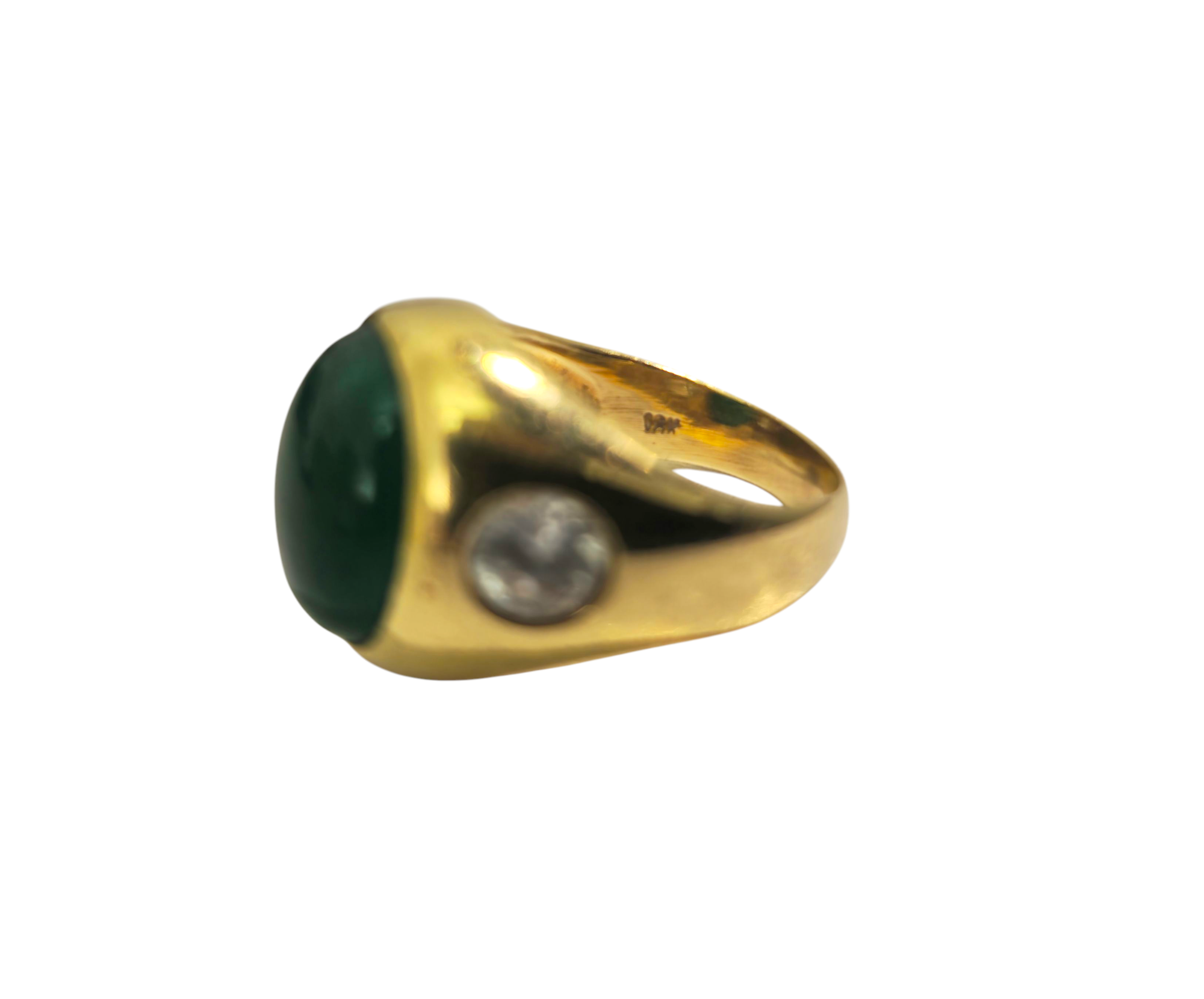 Jade & Diamond Ring in 18k Gold