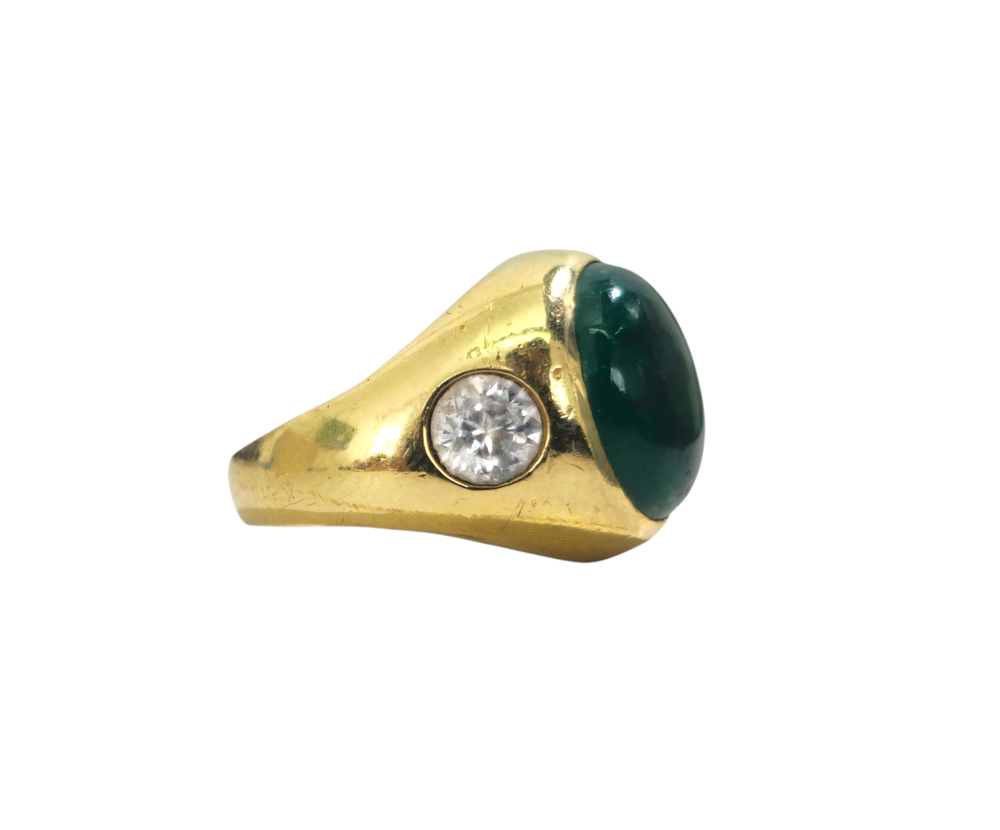 Jade & Diamond Ring in 18k Gold