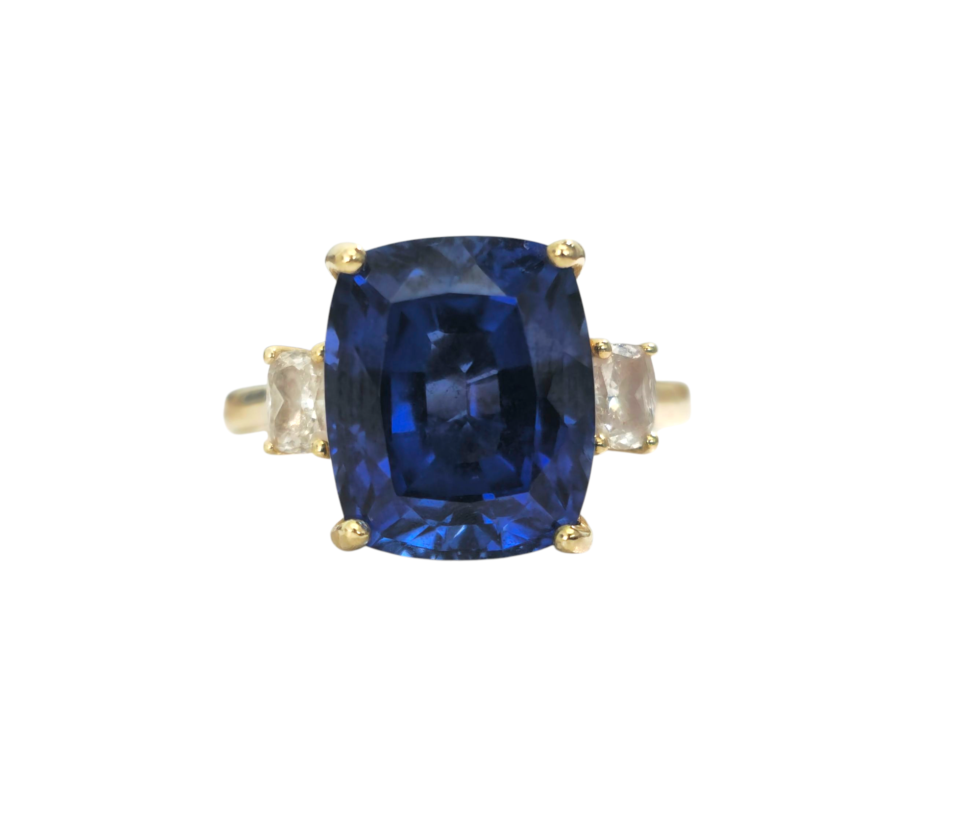 6.90 carat Blue Sapphire & Diamond Ring in 14k Gold