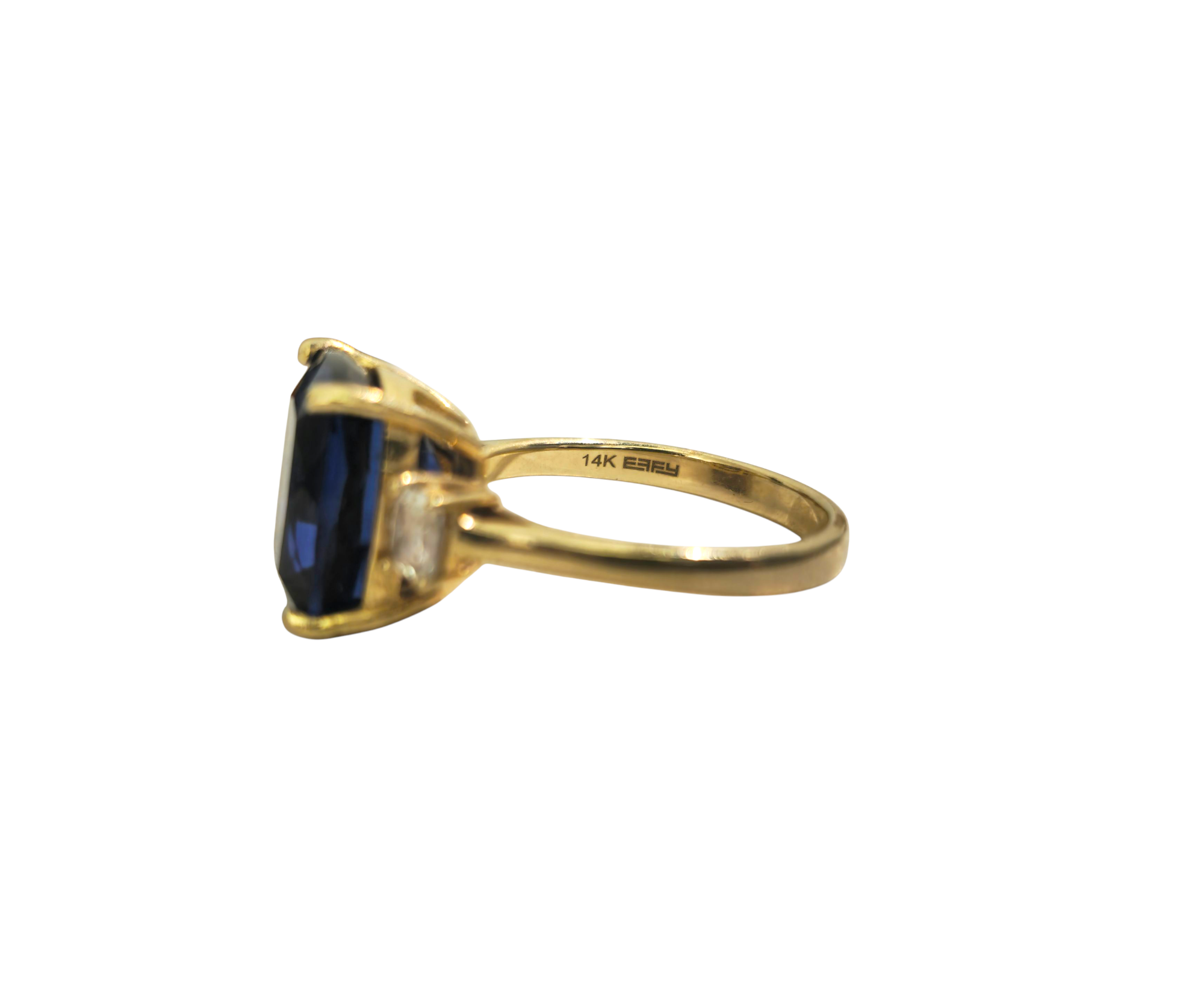 6.90 carat Blue Sapphire & Diamond Ring in 14k Gold