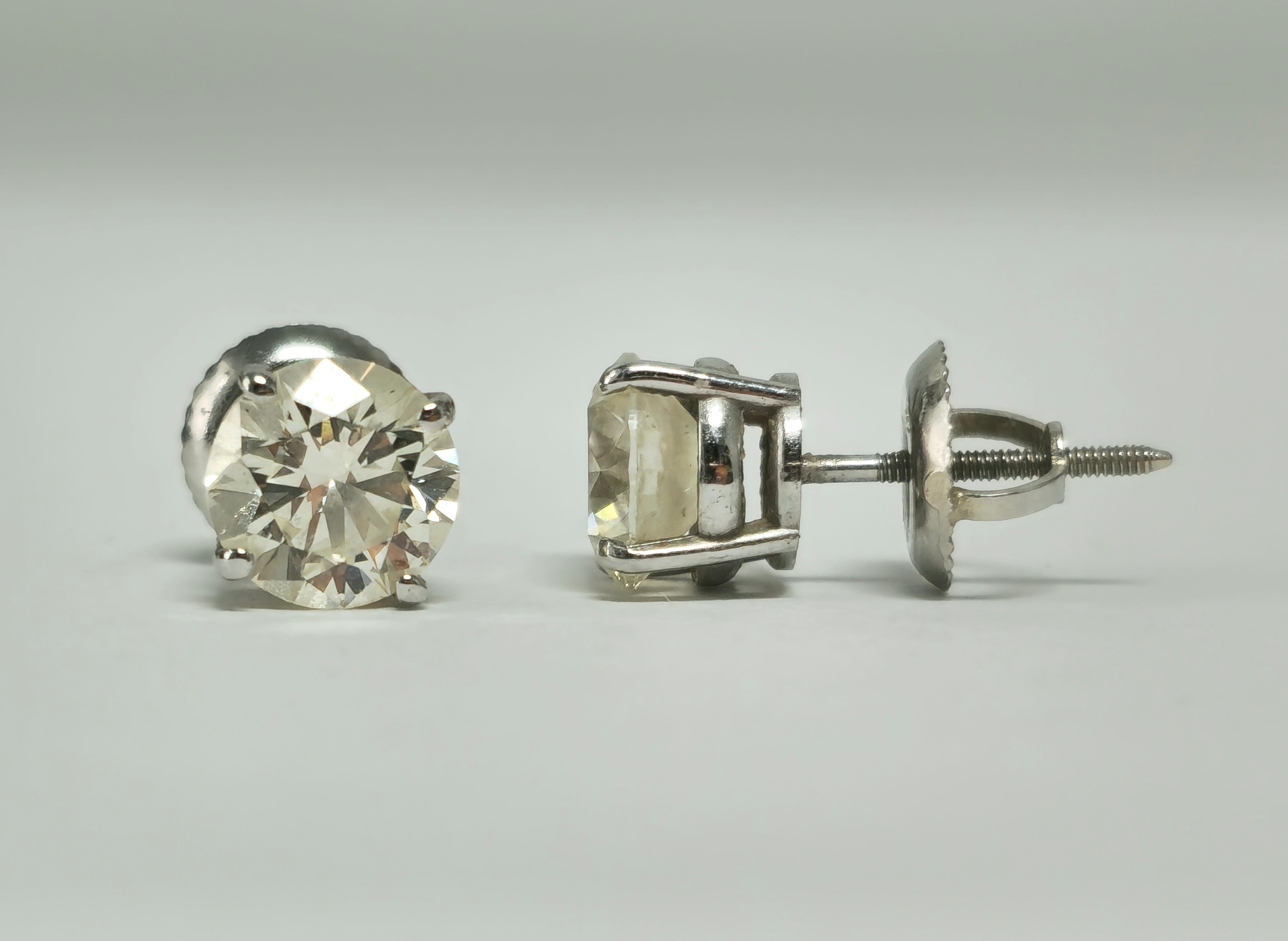 GIA Certified 2.00 Carat Diamond Studs in White Gold