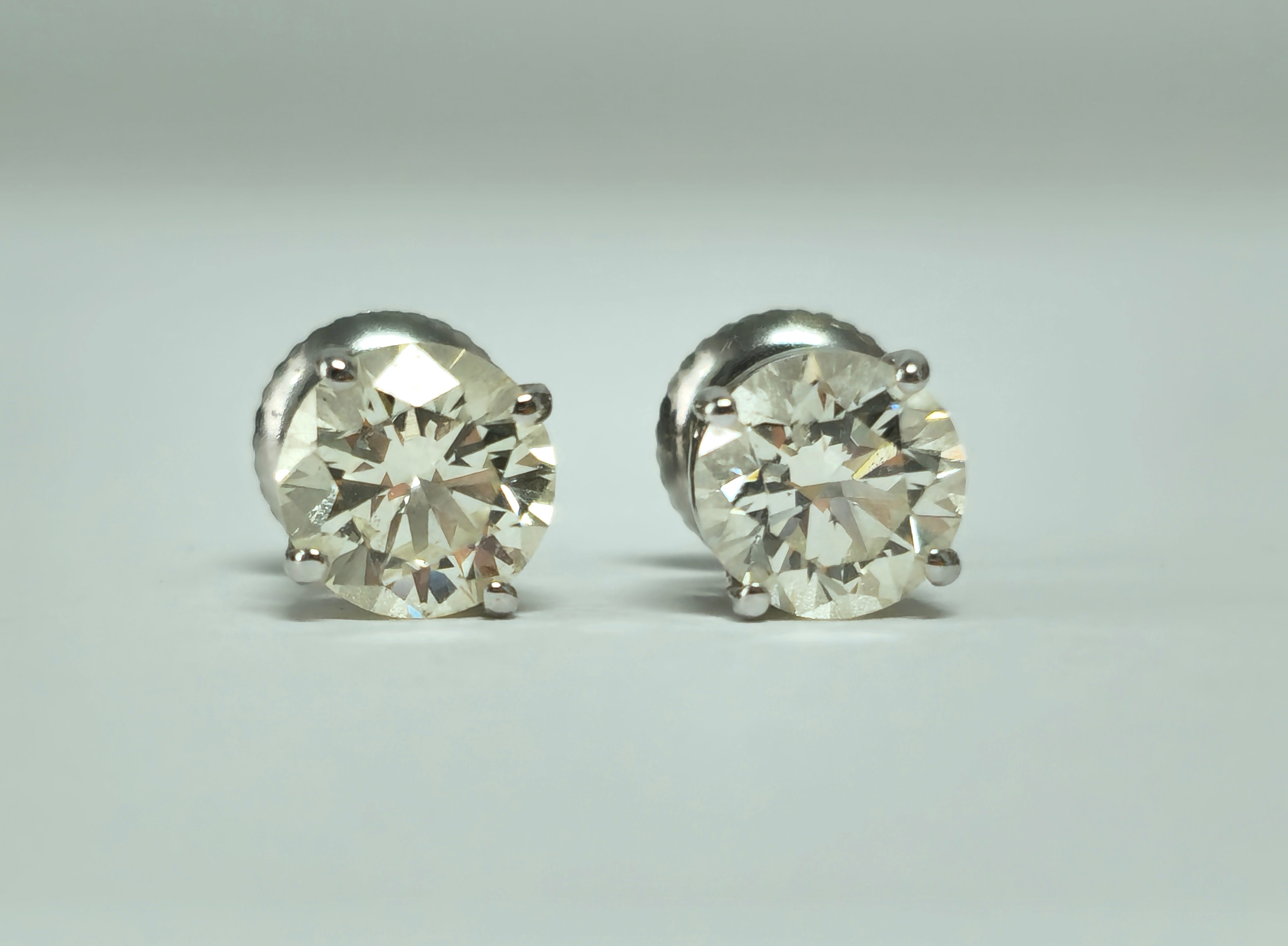 GIA Certified 2.00 Carat Diamond Studs in White Gold