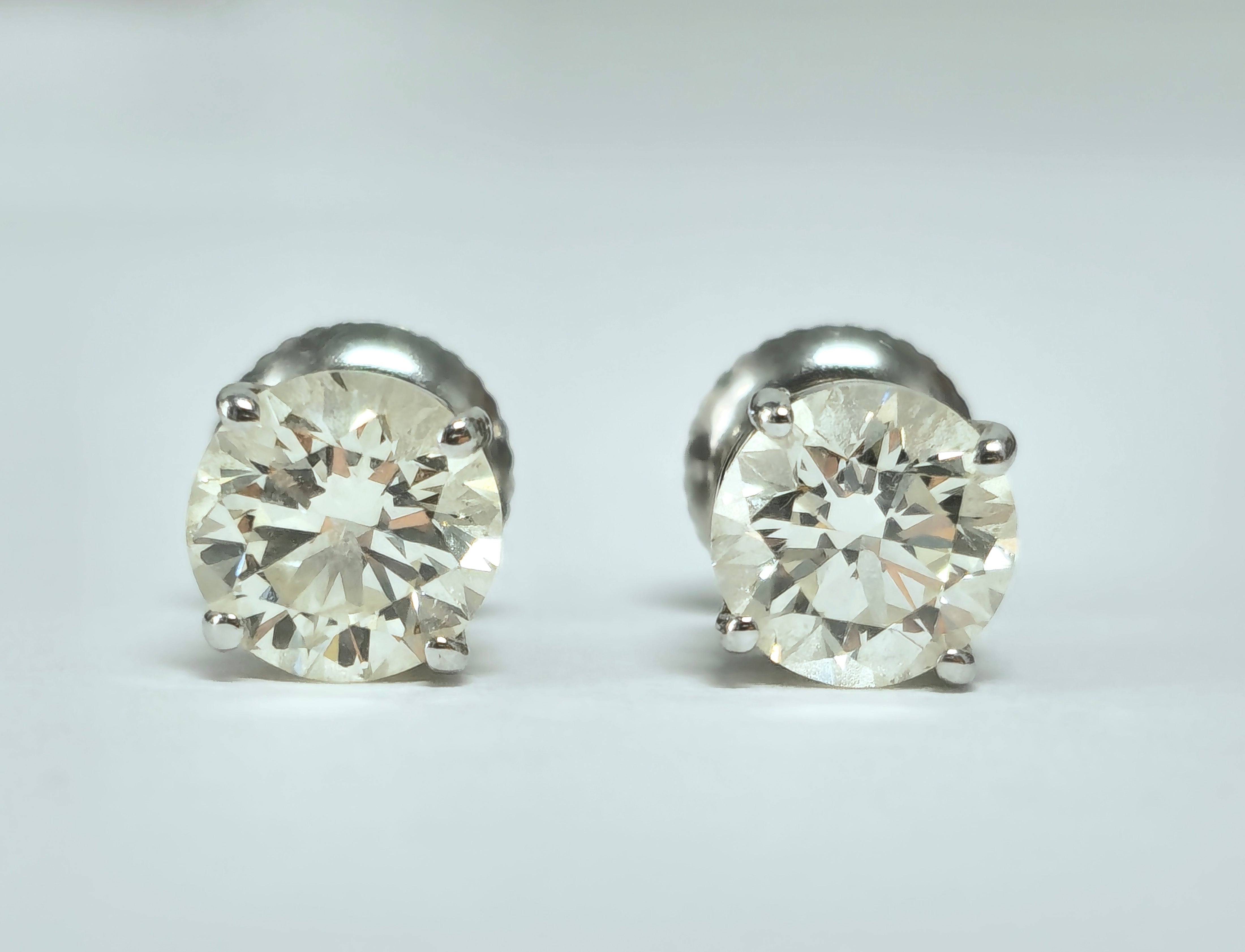 GIA Certified 2.00 Carat Diamond Studs in White Gold